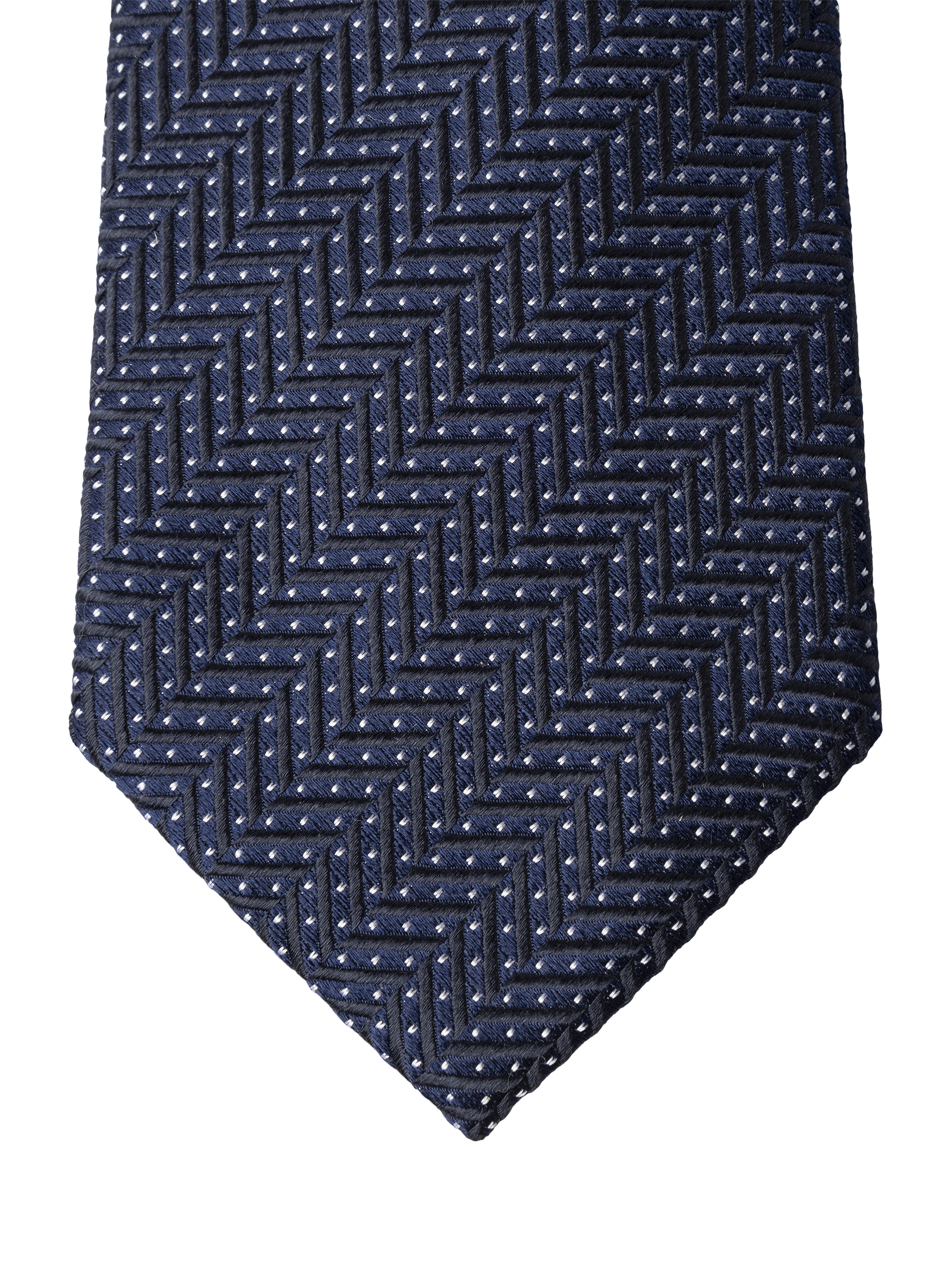 Product image 4 of 4, which shows Hackett London Polka Dot Herringbone Silk Tie, Navy, One Size
