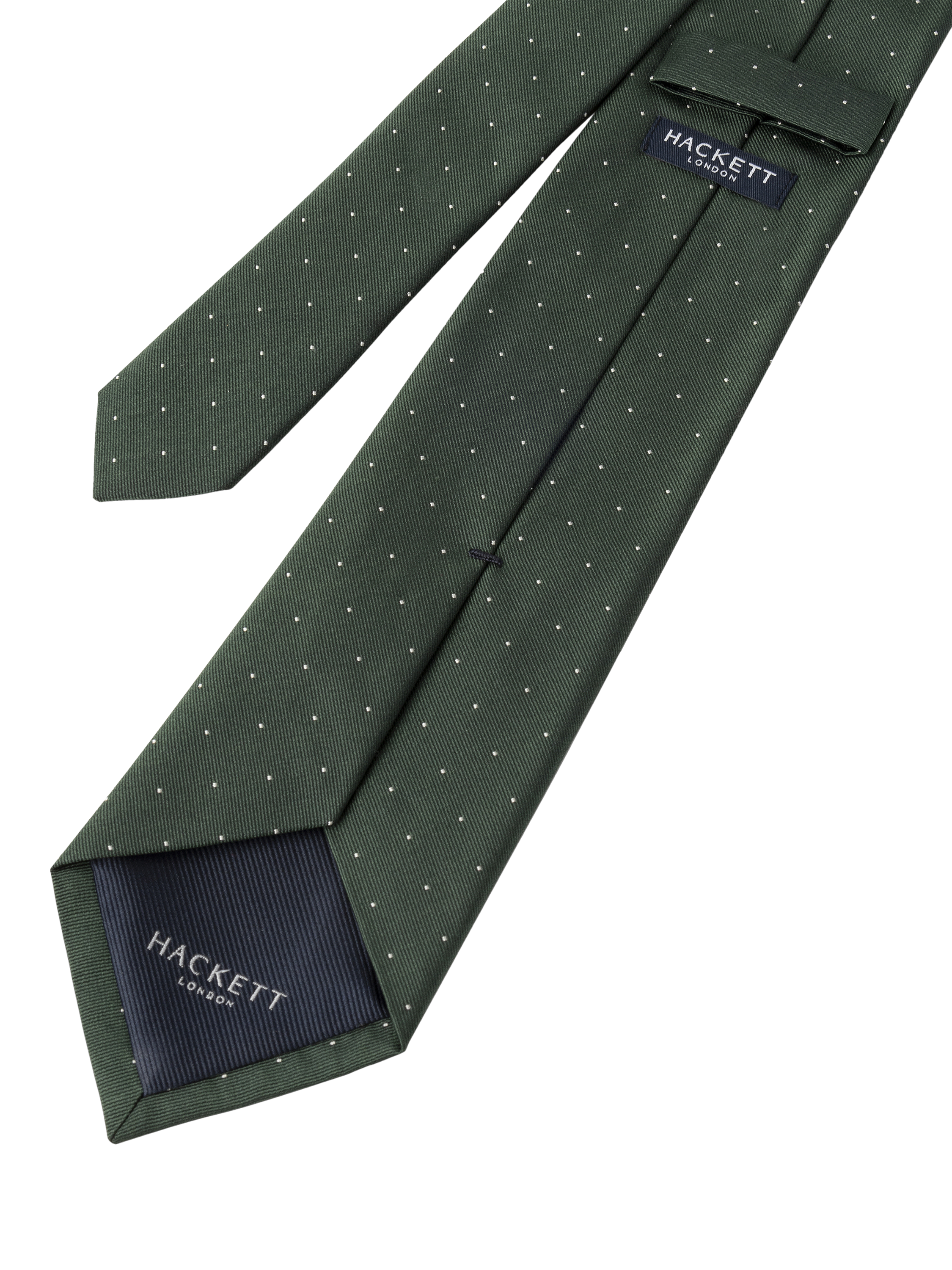 Product image 3 of 4, which shows Hackett London Small Polka Dot Silk Tie, Emerald Green, One Size