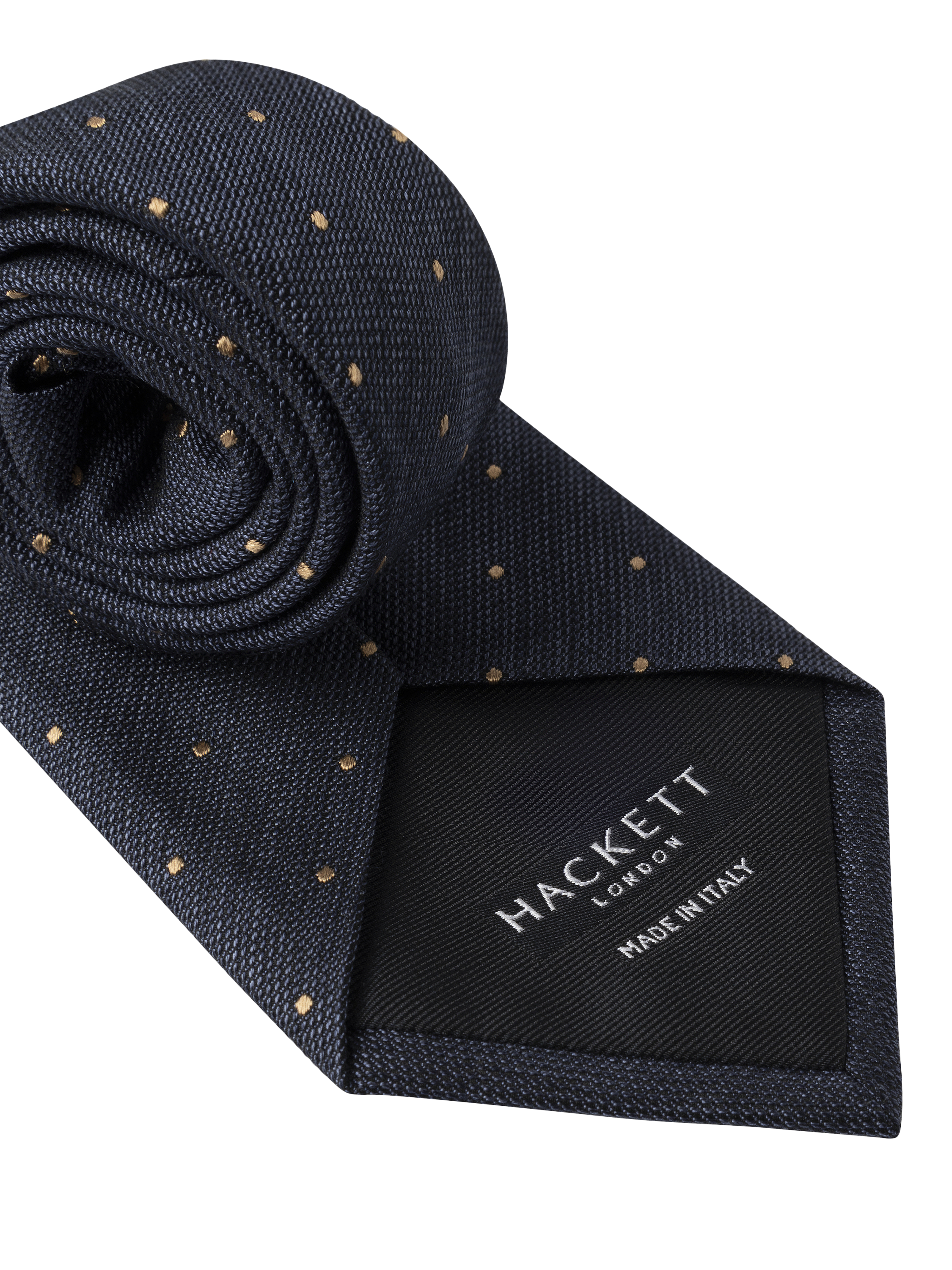 Product image 2 of 4, which shows Hackett London Polka Dot Silk Blend Tie, Navy, One Size