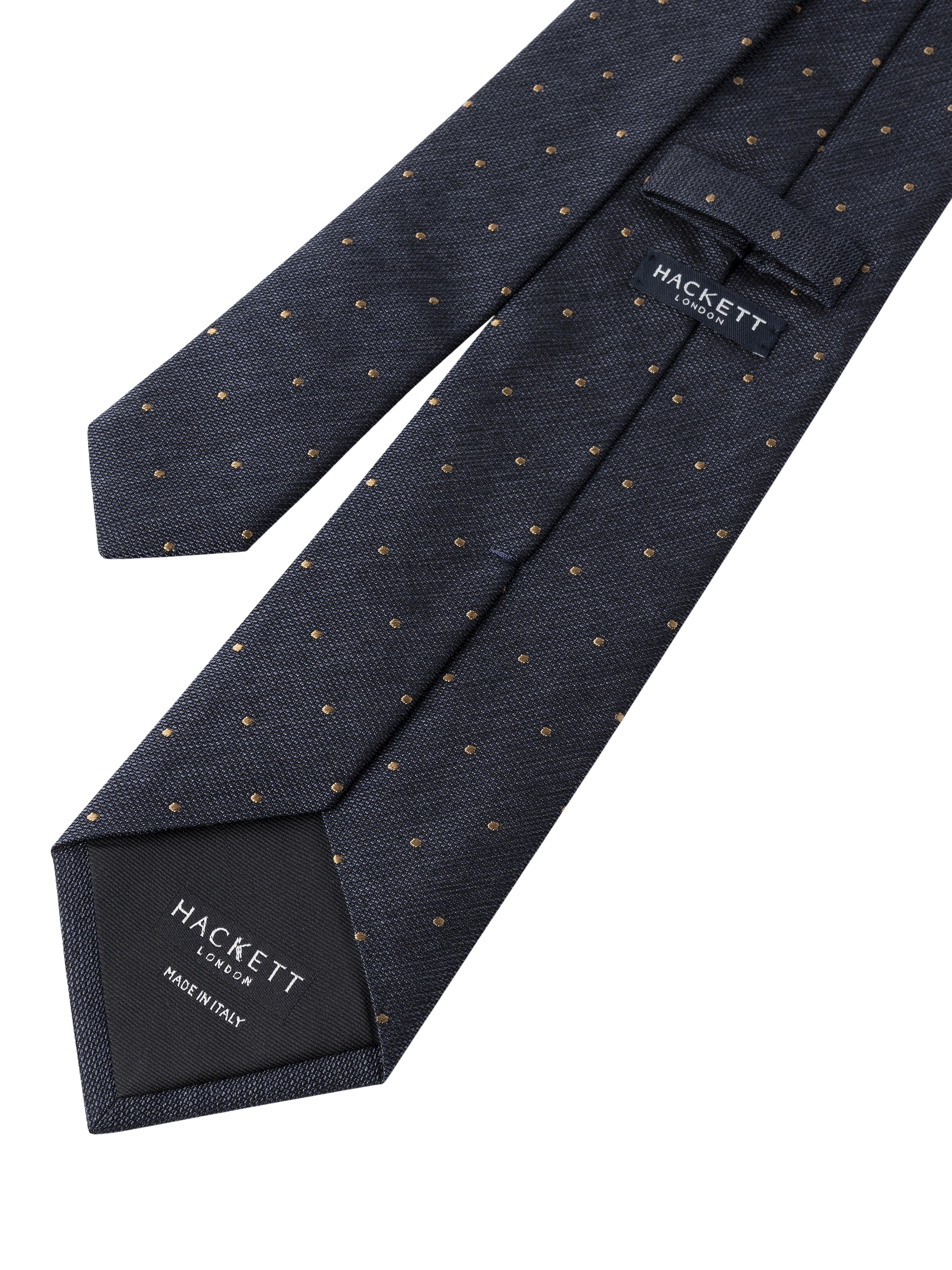 Product image 3 of 4, which shows Hackett London Polka Dot Silk Blend Tie, Navy, One Size