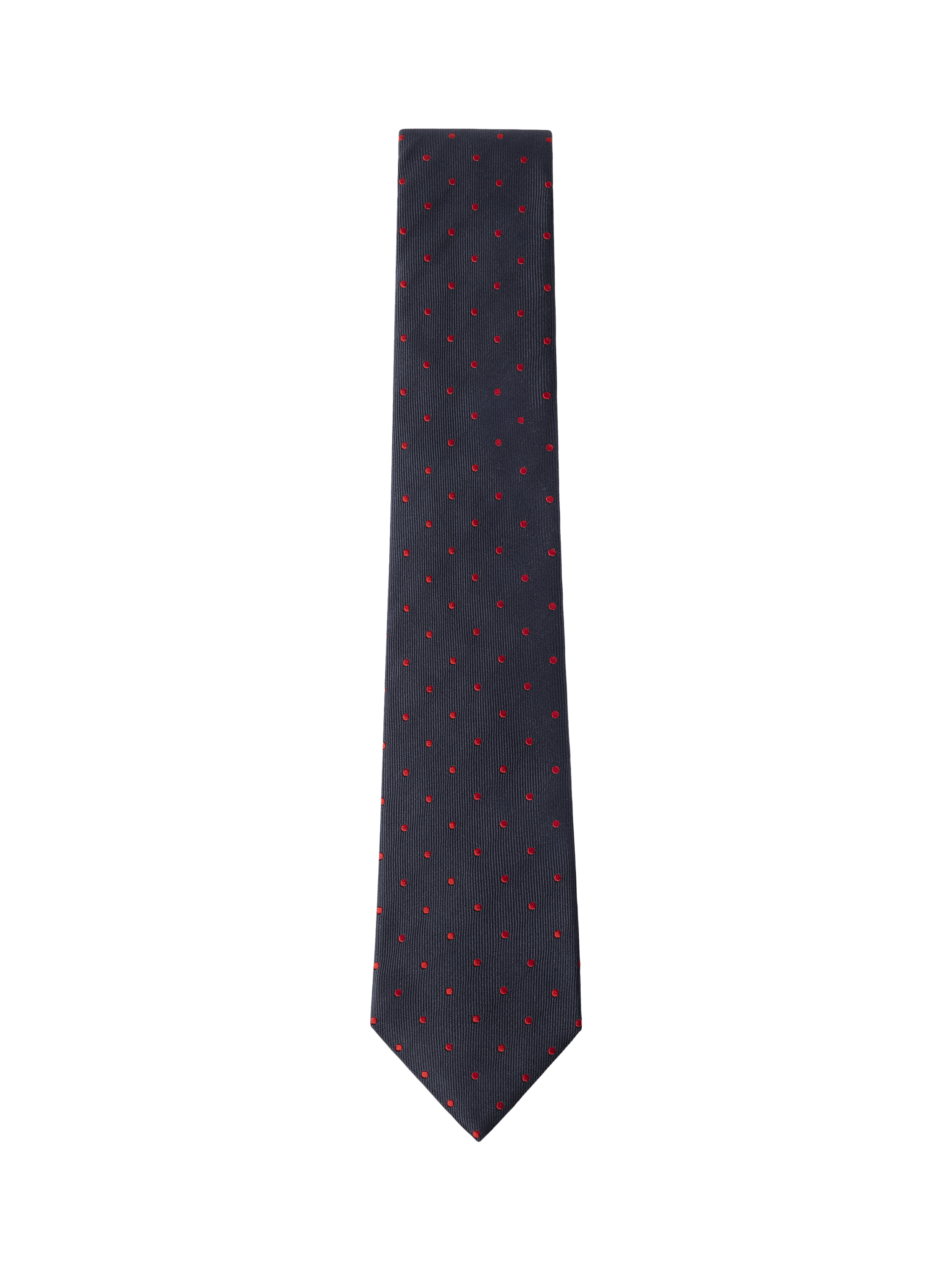 Product image 1 of 4, which shows Hackett London Twill Polka Dot Silk Tie, Navy, One Size