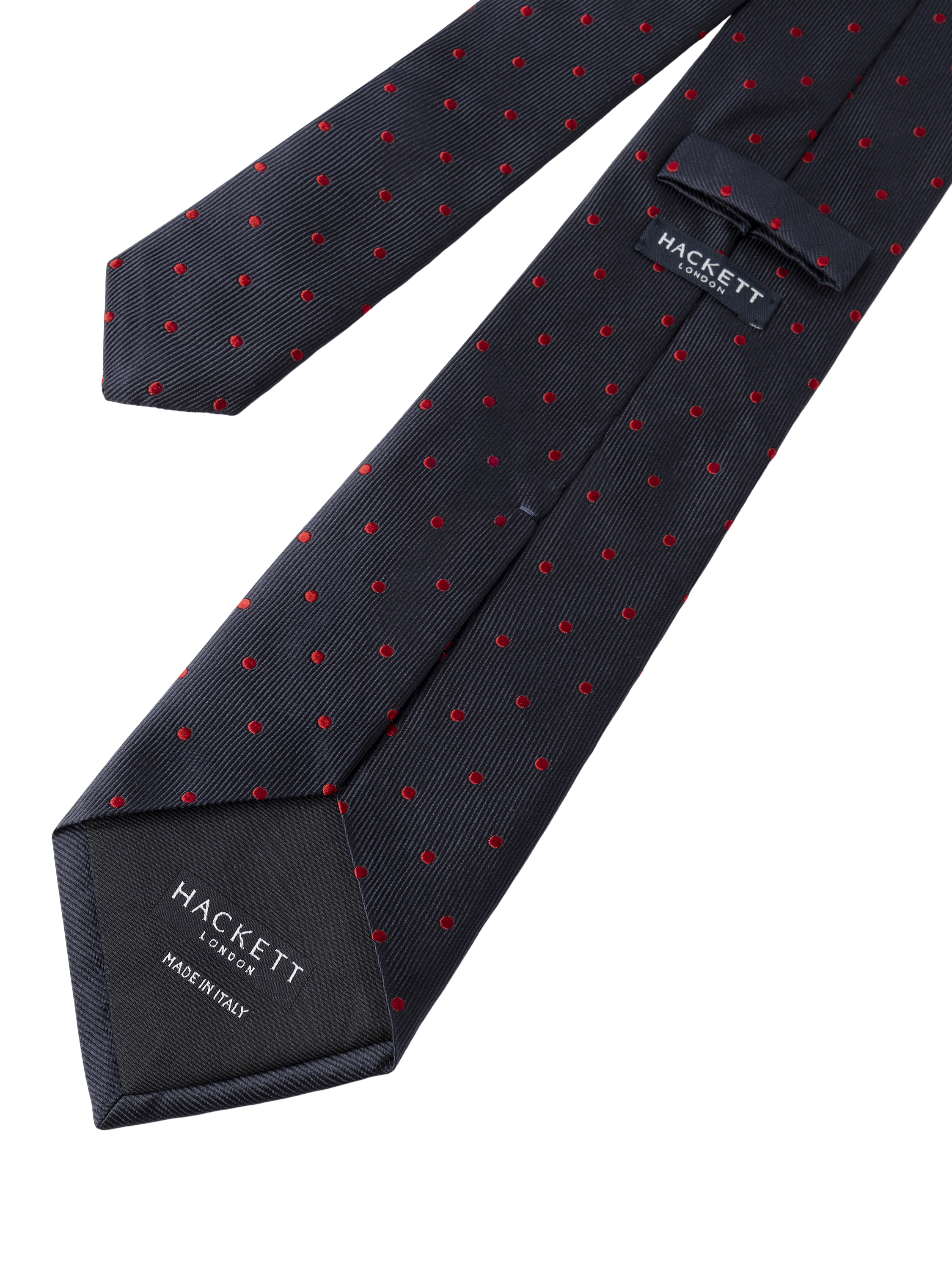 Product image 3 of 4, which shows Hackett London Twill Polka Dot Silk Tie, Navy, One Size