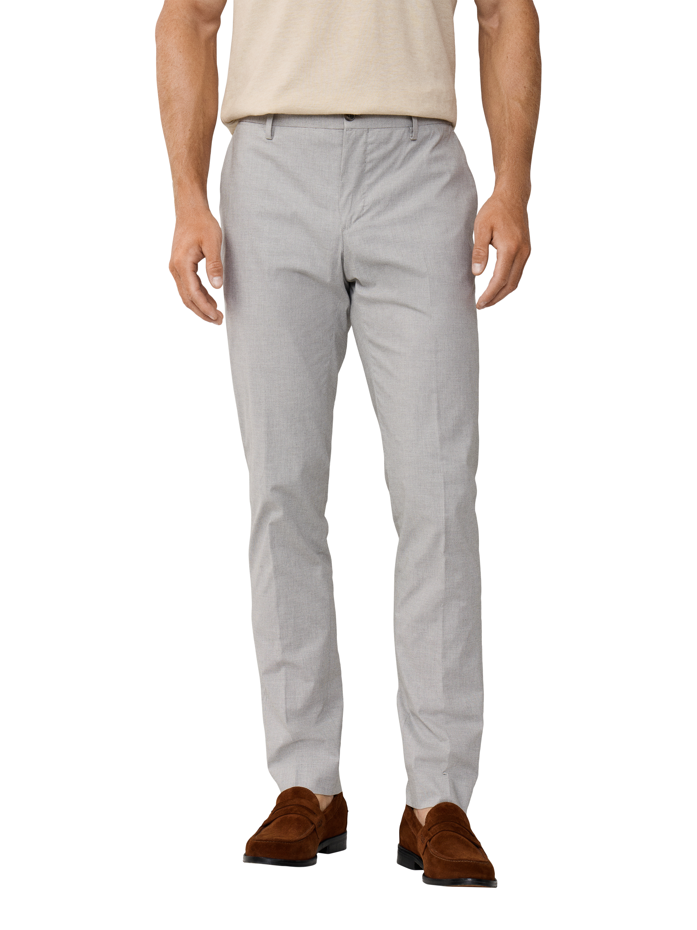 Product image 1 of 7, which shows Hackett London Cotton Blend Gingham Slim Trousers, Pale Grey, 42R