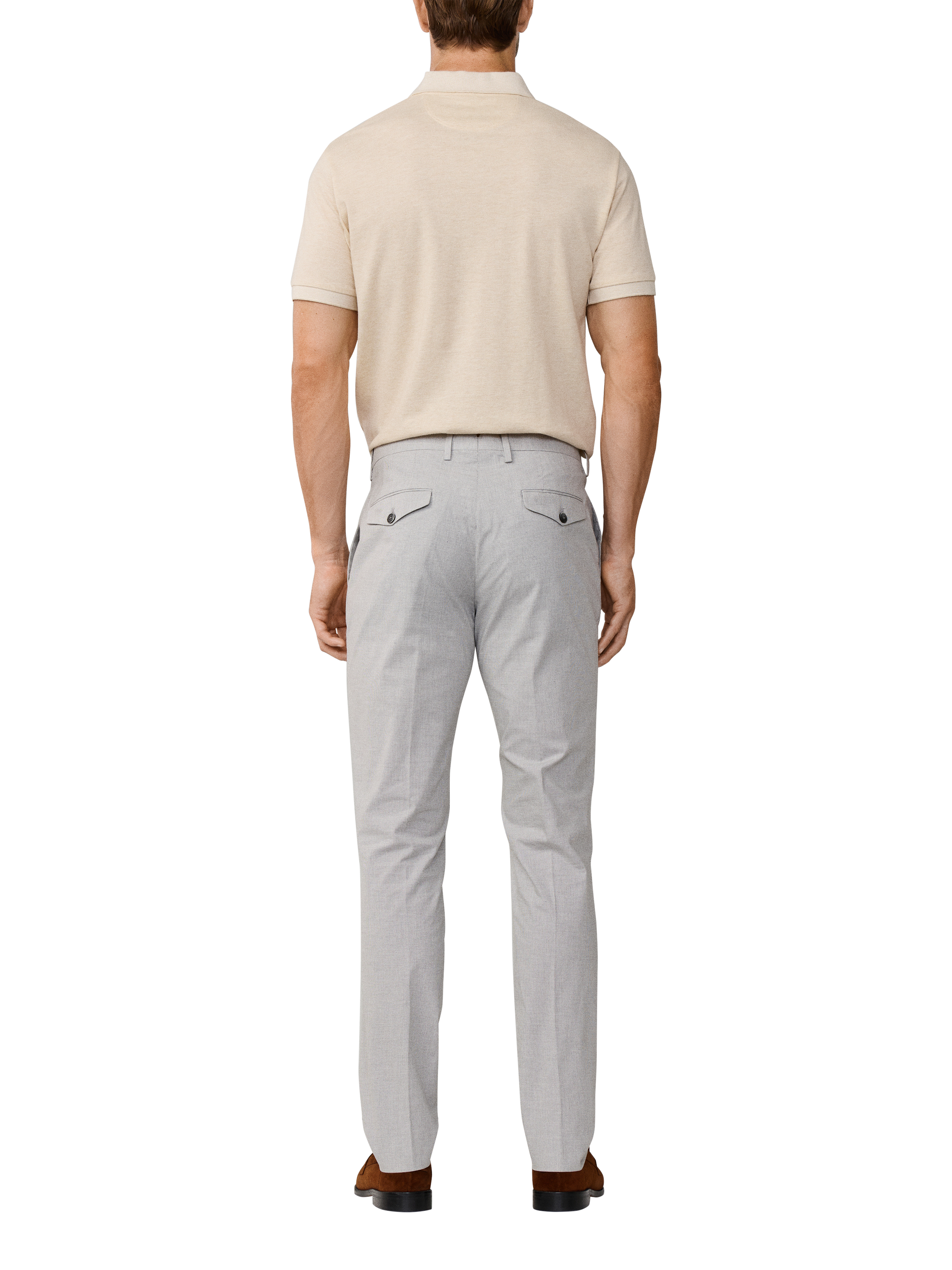 Product image 3 of 7, which shows Hackett London Cotton Blend Gingham Slim Trousers, Pale Grey, 42R