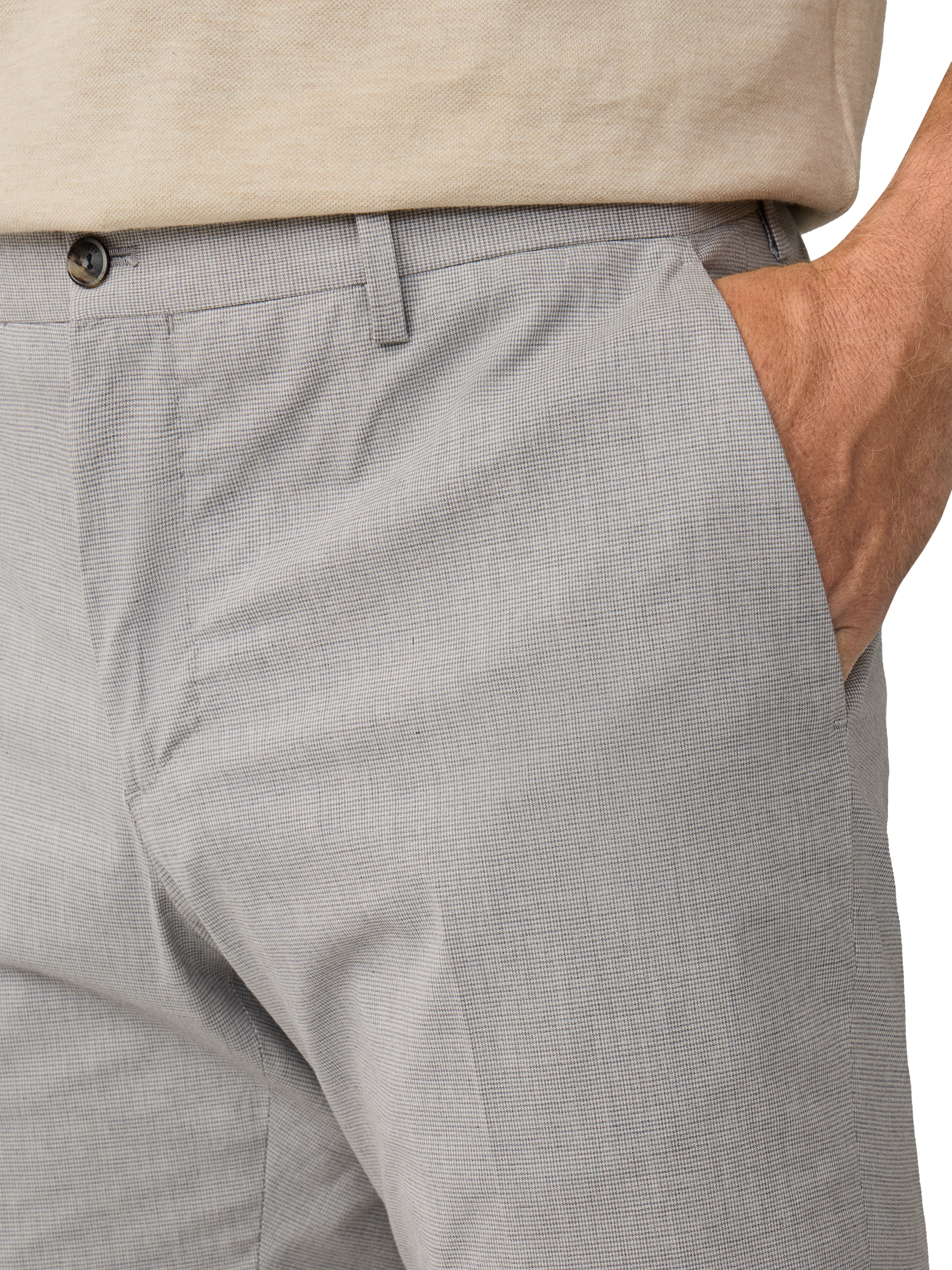Product image 4 of 7, which shows Hackett London Cotton Blend Gingham Slim Trousers, Pale Grey, 42R