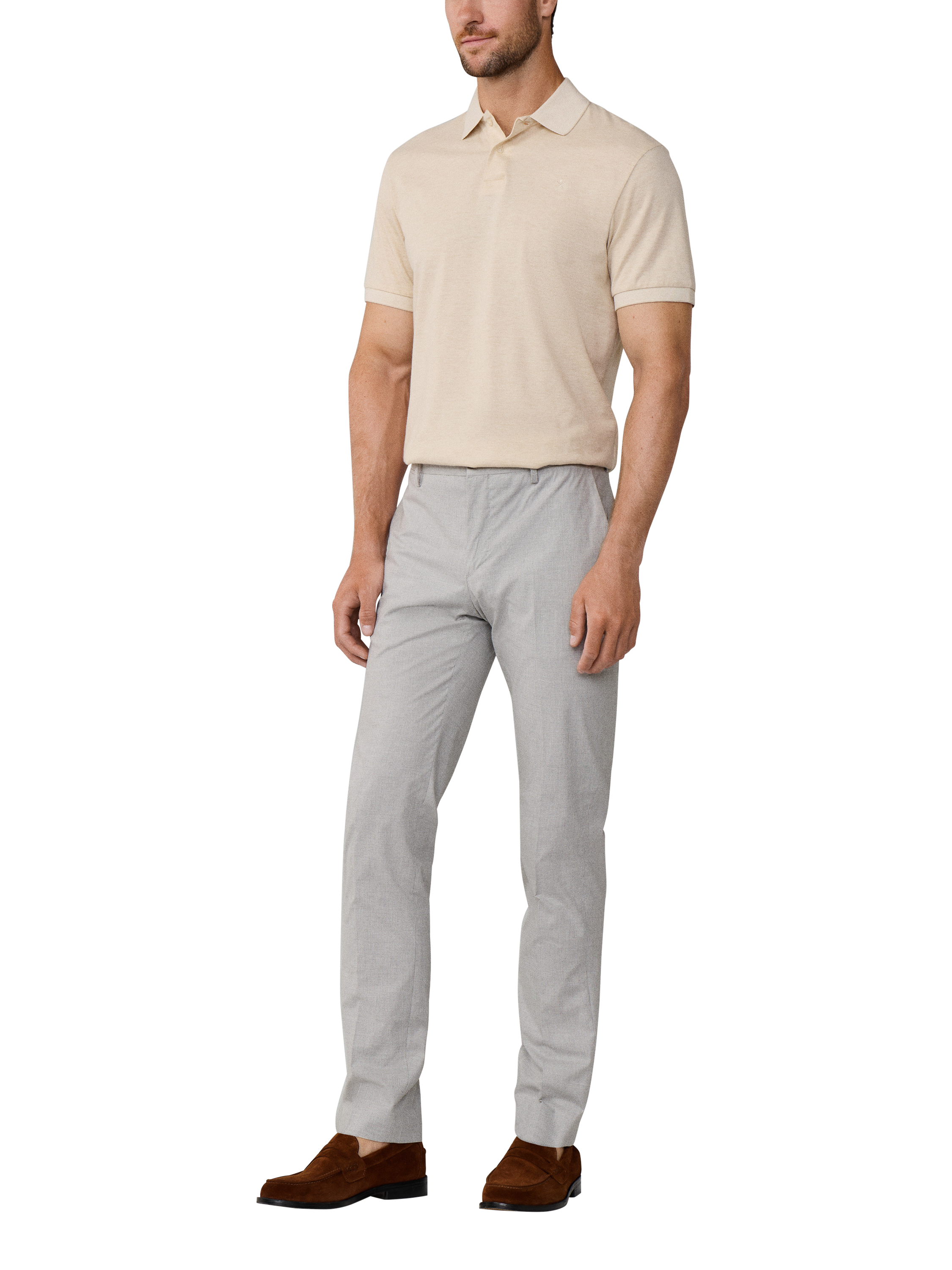 Product image 6 of 7, which shows Hackett London Cotton Blend Gingham Slim Trousers, Pale Grey, 42R