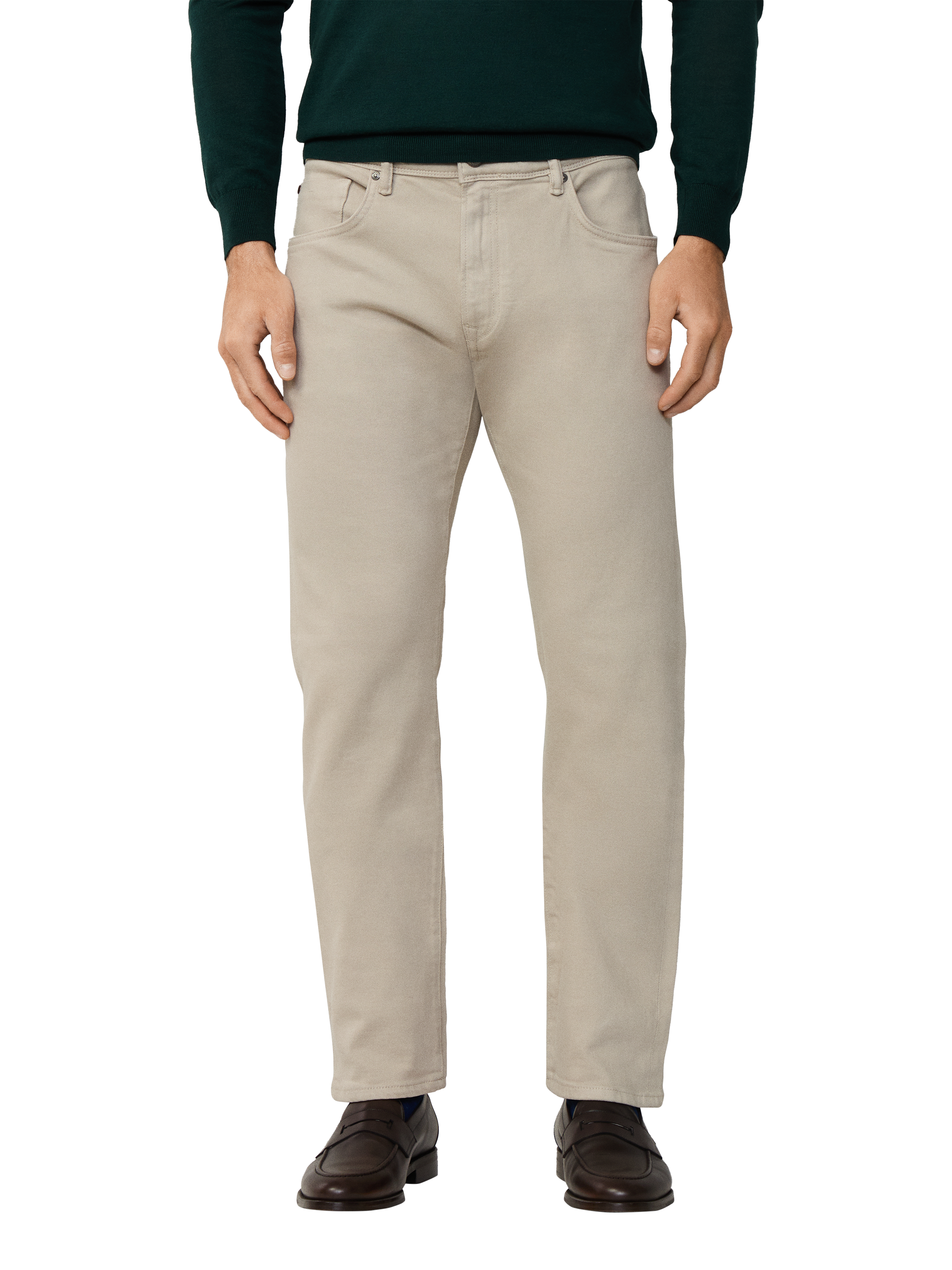 Product image 1 of 6, which shows Hackett London Cotton Regular Denim Trousers, Malt Beige, 42R