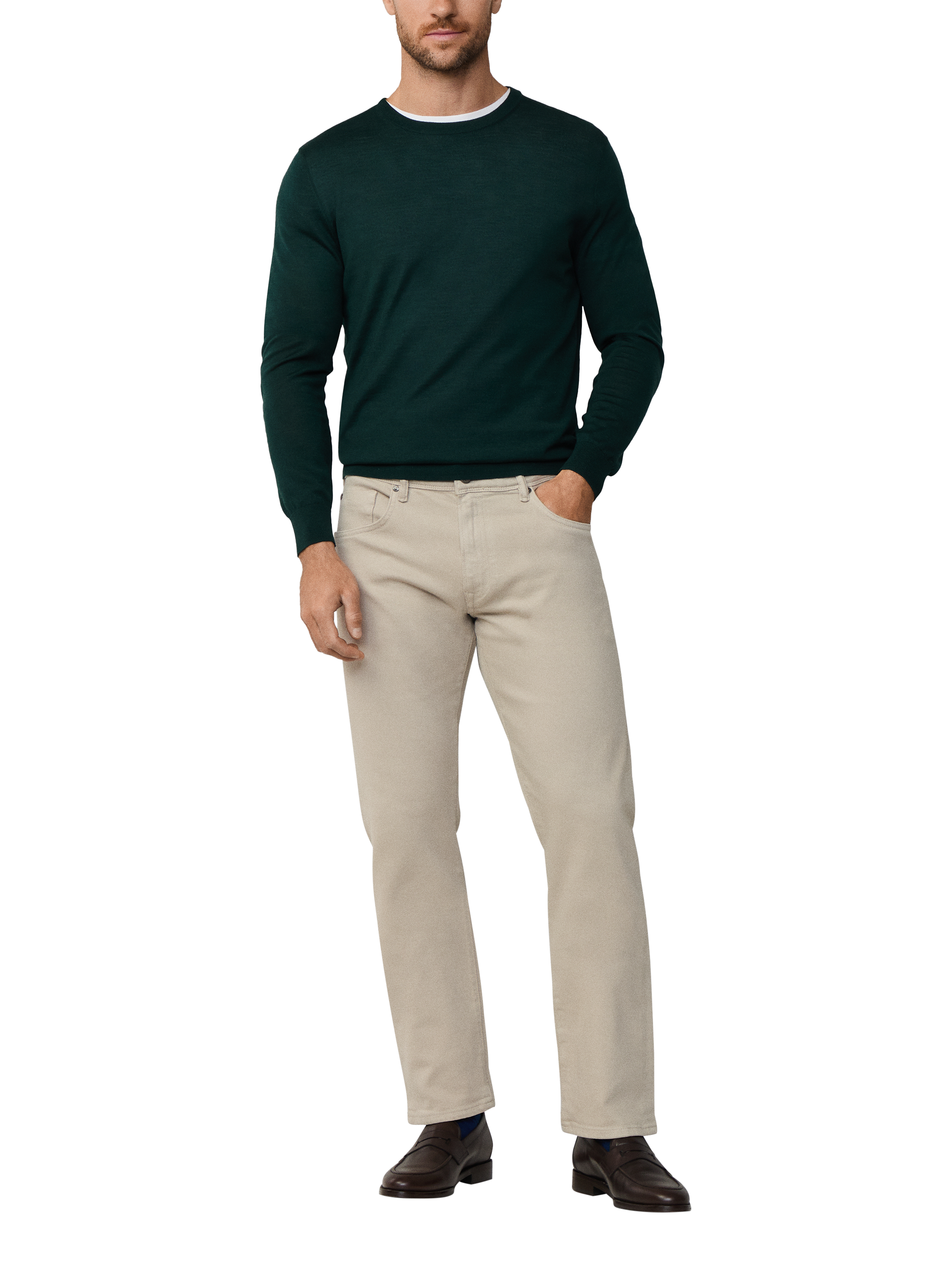 Product image 2 of 6, which shows Hackett London Cotton Regular Denim Trousers, Malt Beige, 42R