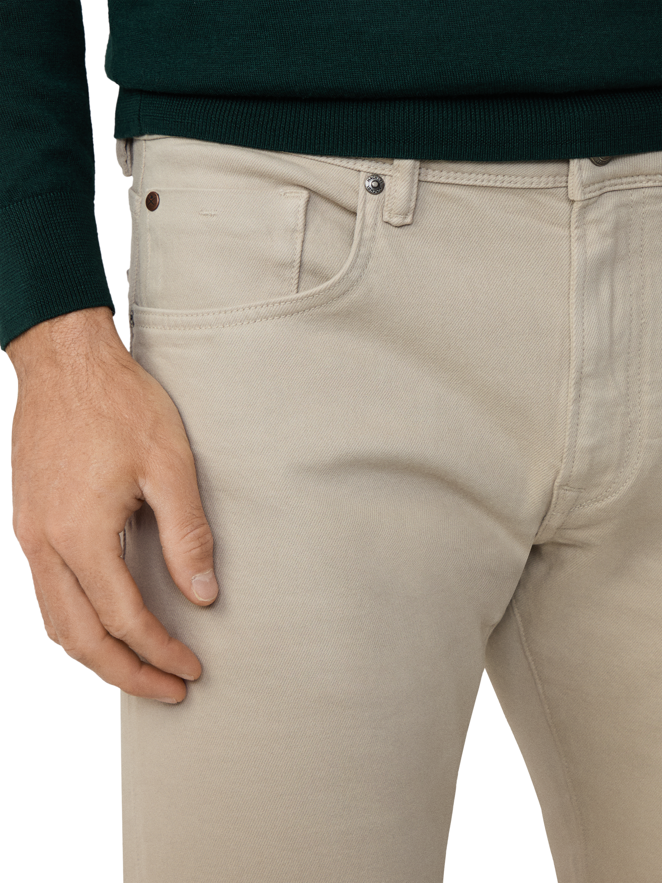Product image 4 of 6, which shows Hackett London Cotton Regular Denim Trousers, Malt Beige, 42R