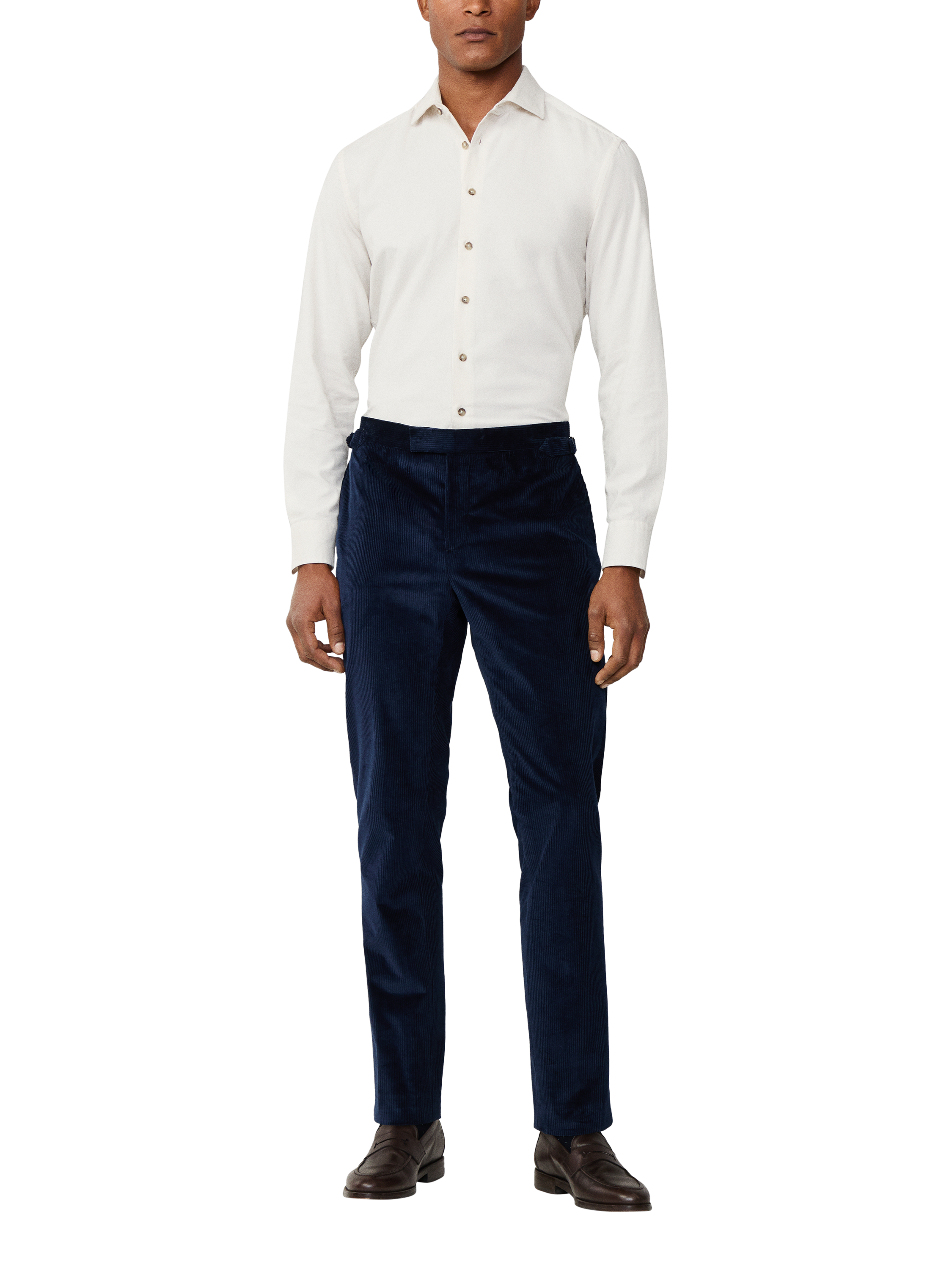 Product image 2 of 7, which shows Hackett London Cotton Blend Regular Chino Trousers, Midnight Blue, 42R