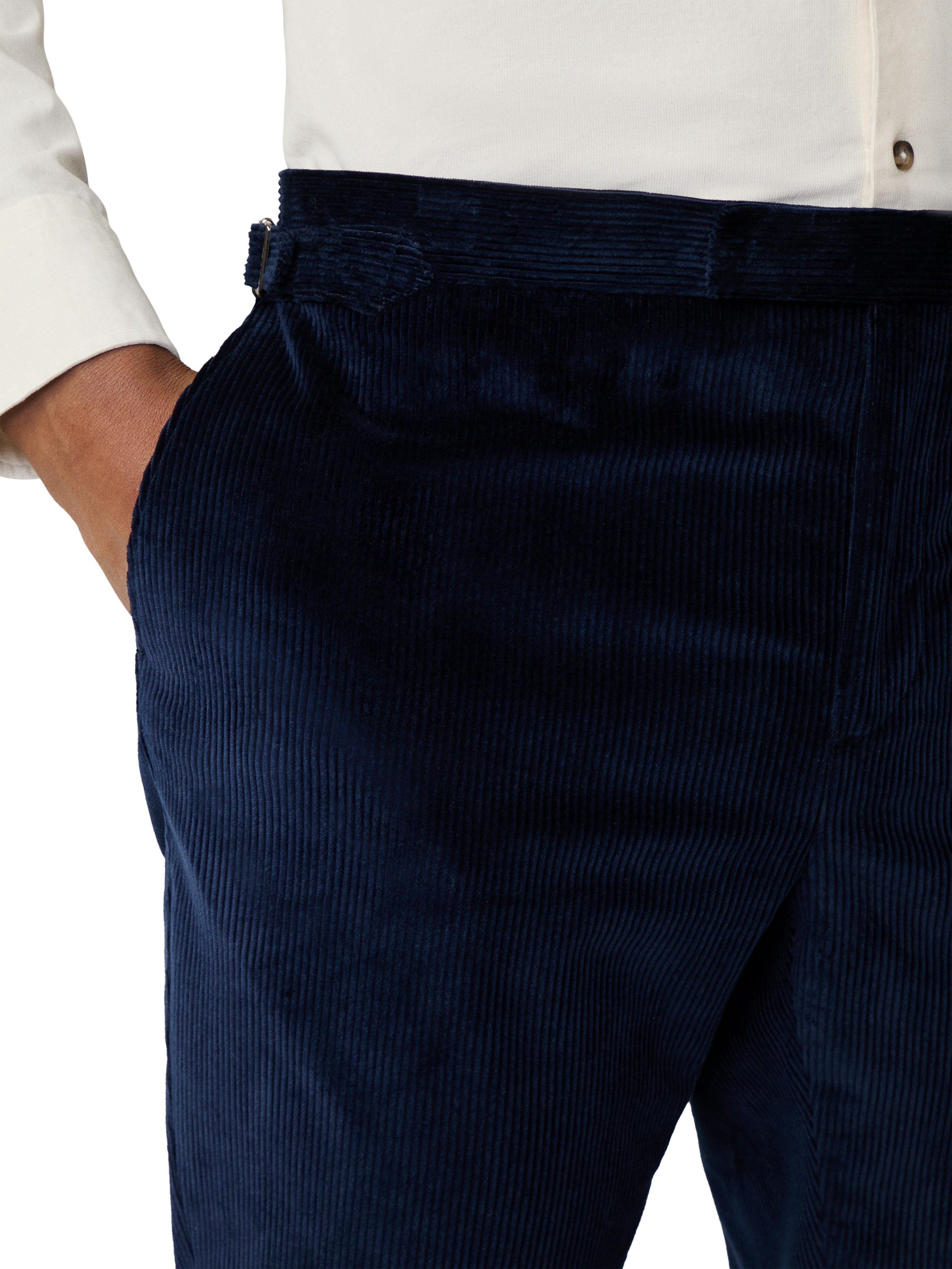 Product image 4 of 7, which shows Hackett London Cotton Blend Regular Chino Trousers, Midnight Blue, 42R