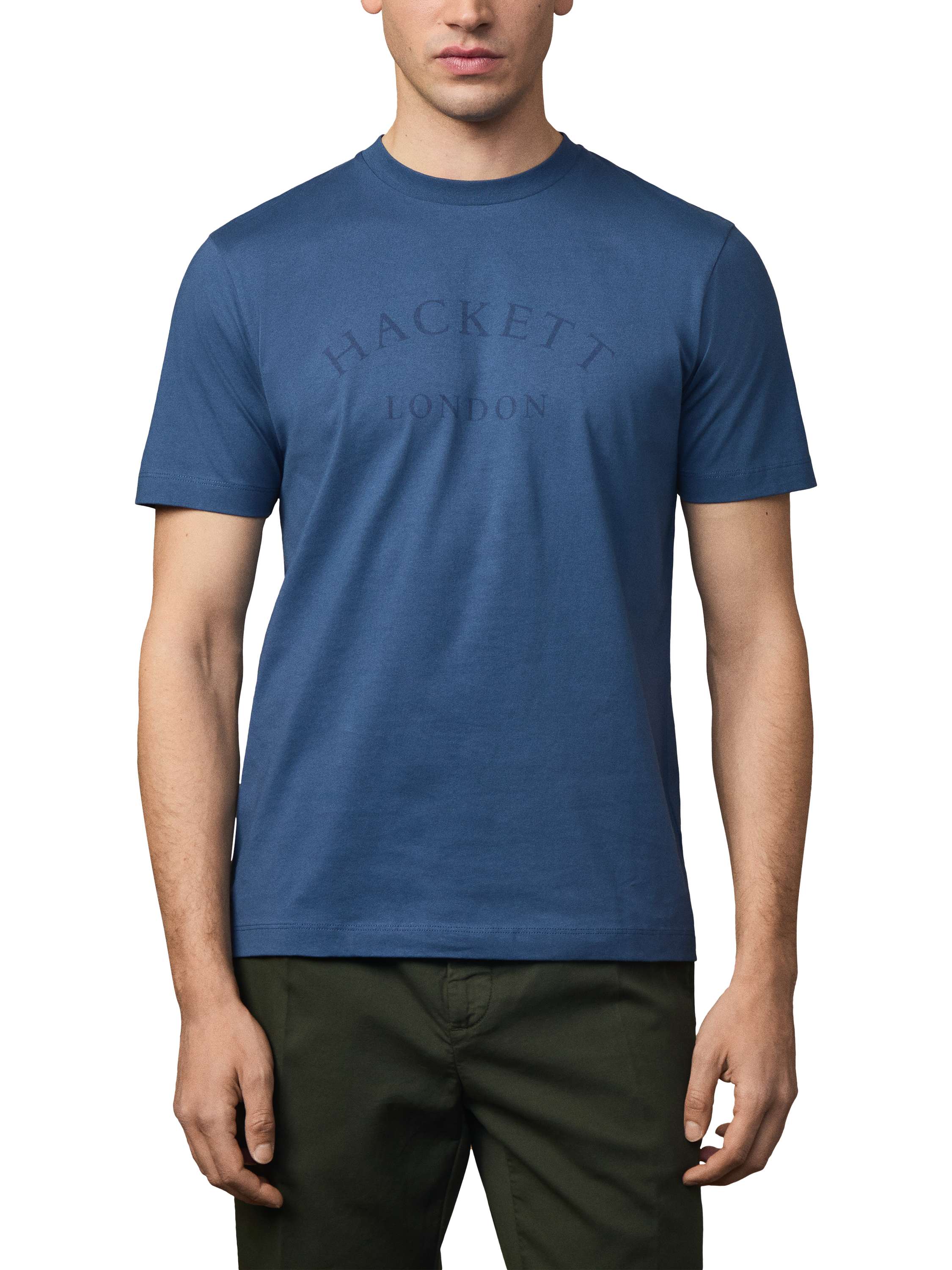 Product image 1 of 6, which shows Hackett London Heritage Archive Print Cotton T-Shirt, Dark Denim Blue, XXL