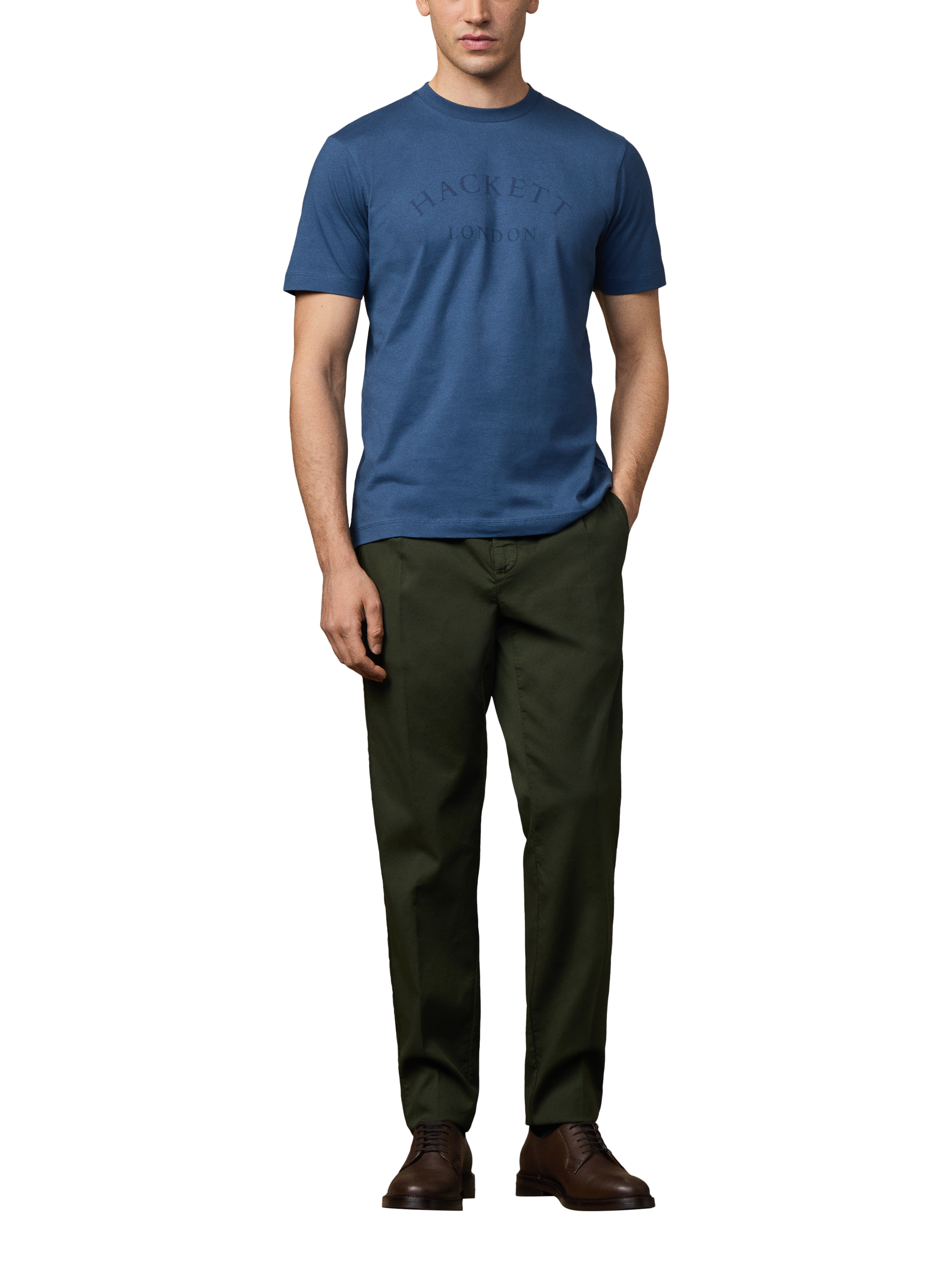 Product image 2 of 6, which shows Hackett London Heritage Archive Print Cotton T-Shirt, Dark Denim Blue, XXL