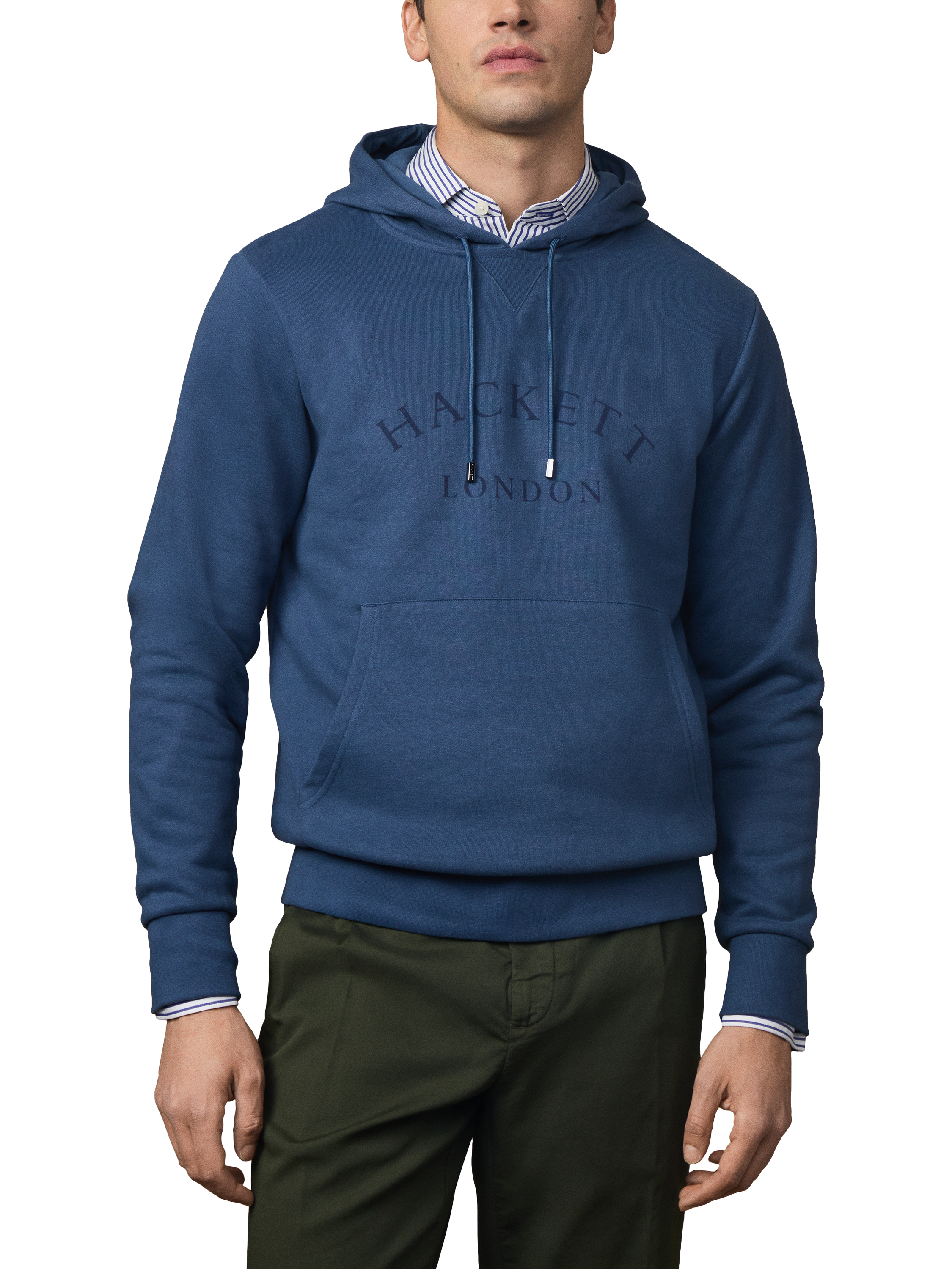Product image 1 of 5, which shows Hackett London Cotton Hoodie, Dark Denim Blue, XXL