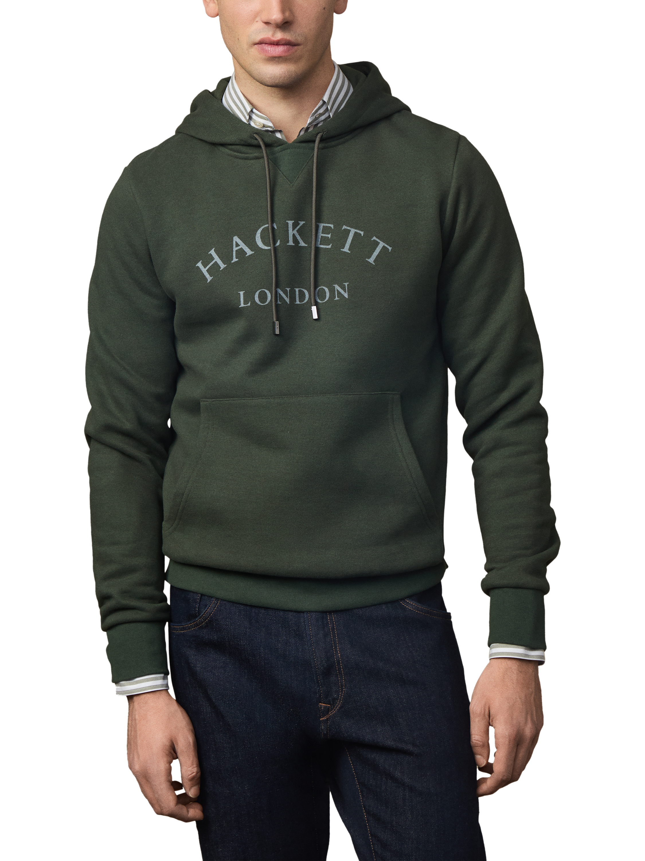 Product image 1 of 5, which shows Hackett London Cotton Blend Hoodie, Duck Green, XXL