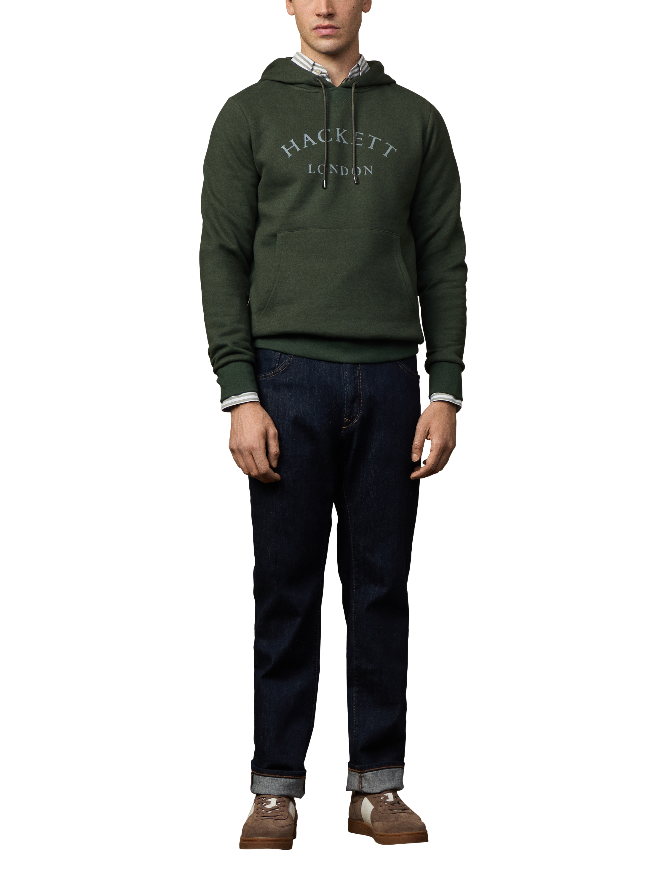 Product image 2 of 5, which shows Hackett London Cotton Blend Hoodie, Duck Green, XXL