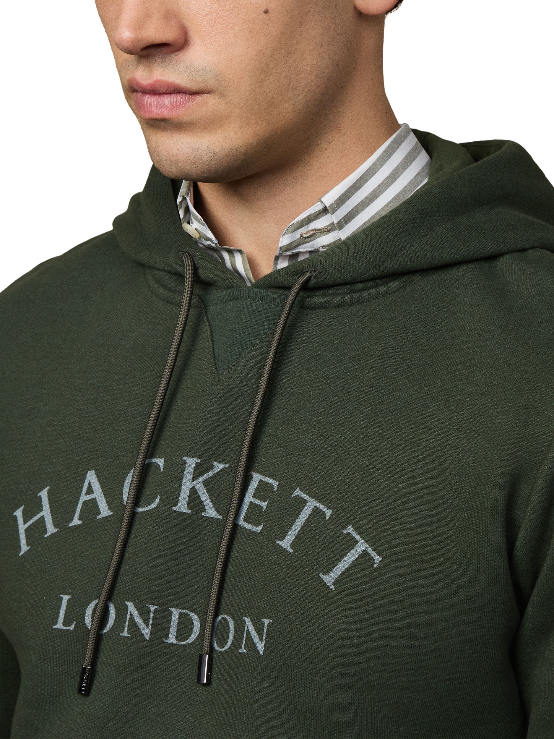 Product image 4 of 5, which shows Hackett London Cotton Blend Hoodie, Duck Green, XXL
