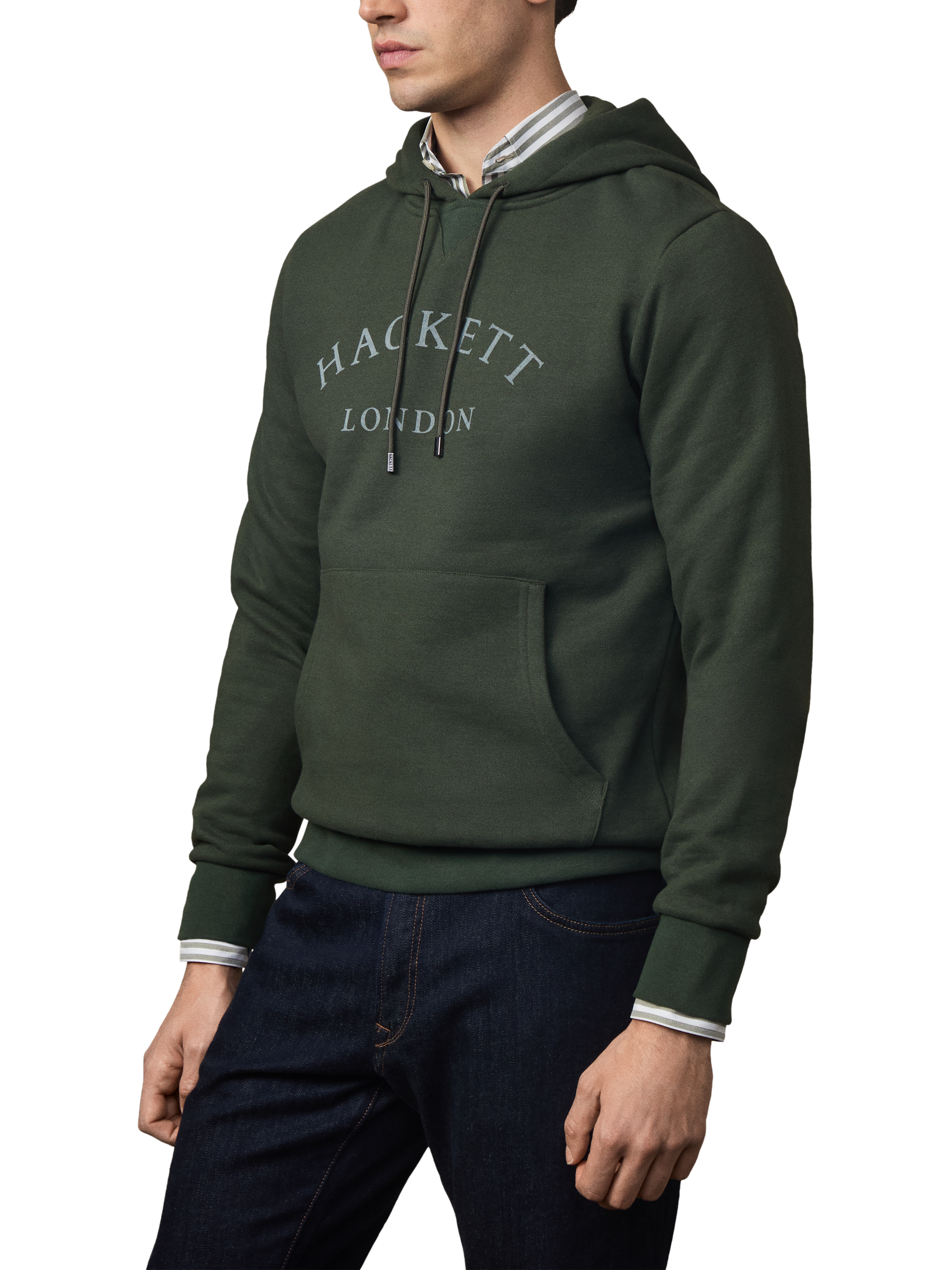 Product image 5 of 5, which shows Hackett London Cotton Blend Hoodie, Duck Green, XXL