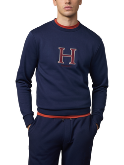 Hackett London Cotton Blend Crew Neck Sweatshirt, Midnight Blue
