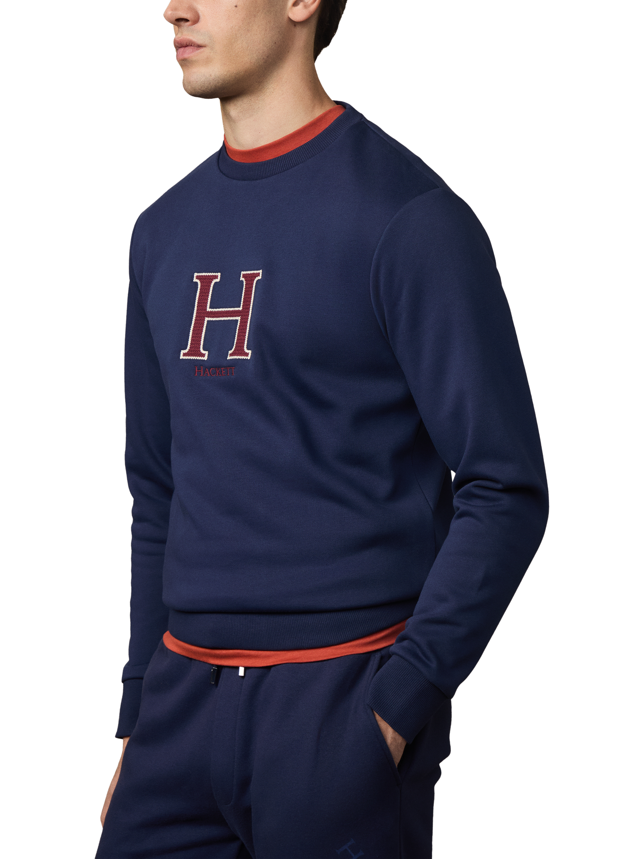 Product image 5 of 5, which shows Hackett London Cotton Blend Crew Neck Sweatshirt, Midnight Blue, XXL