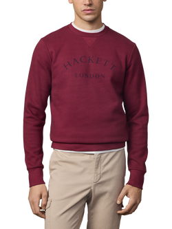 Hackett London Cotton Blend Long Sleeve Crew Neck Sweatshirt, Burgundy Red
