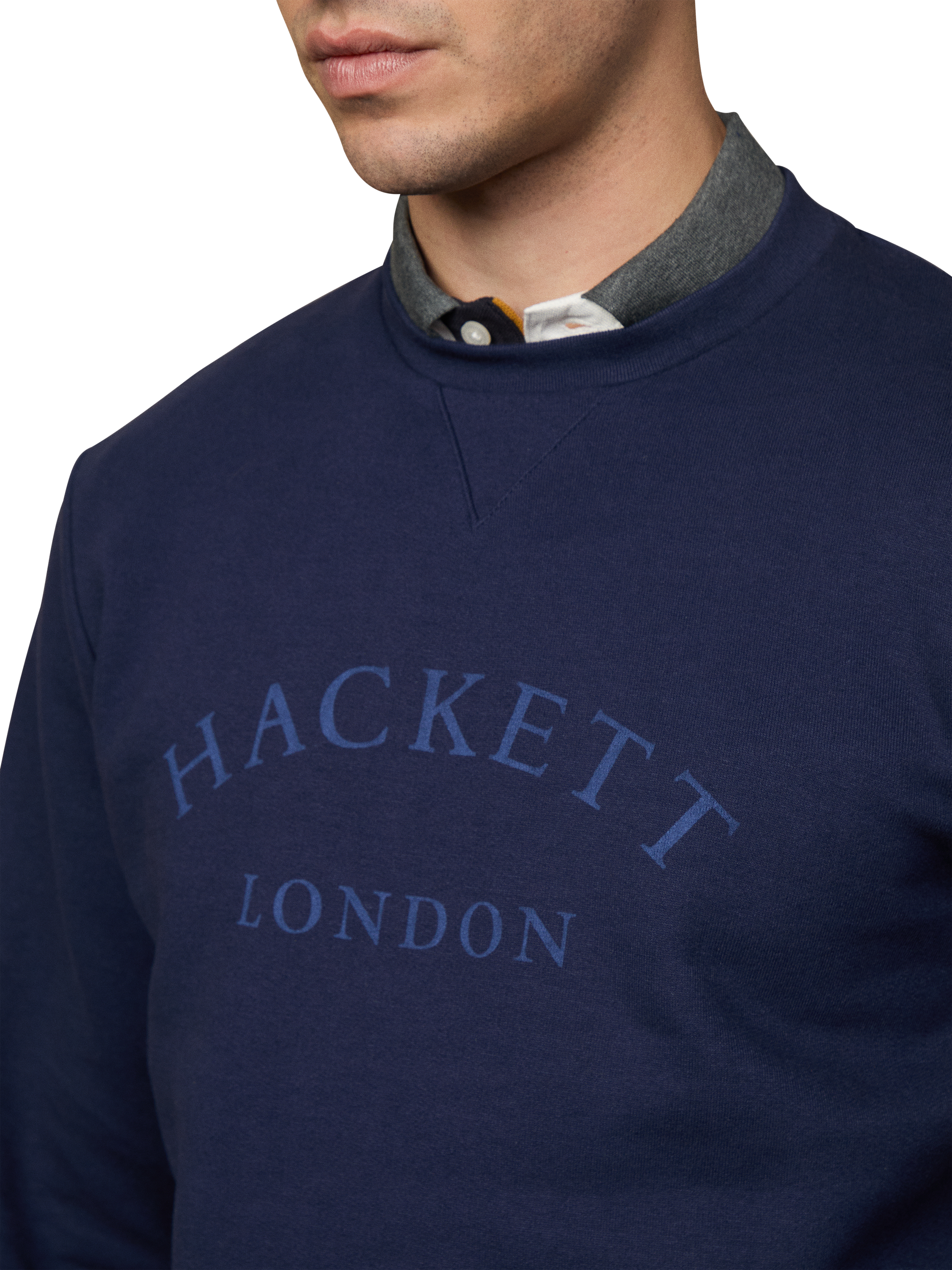 Product image 4 of 6, which shows Hackett London Heritage Crew Neck Cotton Blend Sweatshirt, Ink Blue, XXL