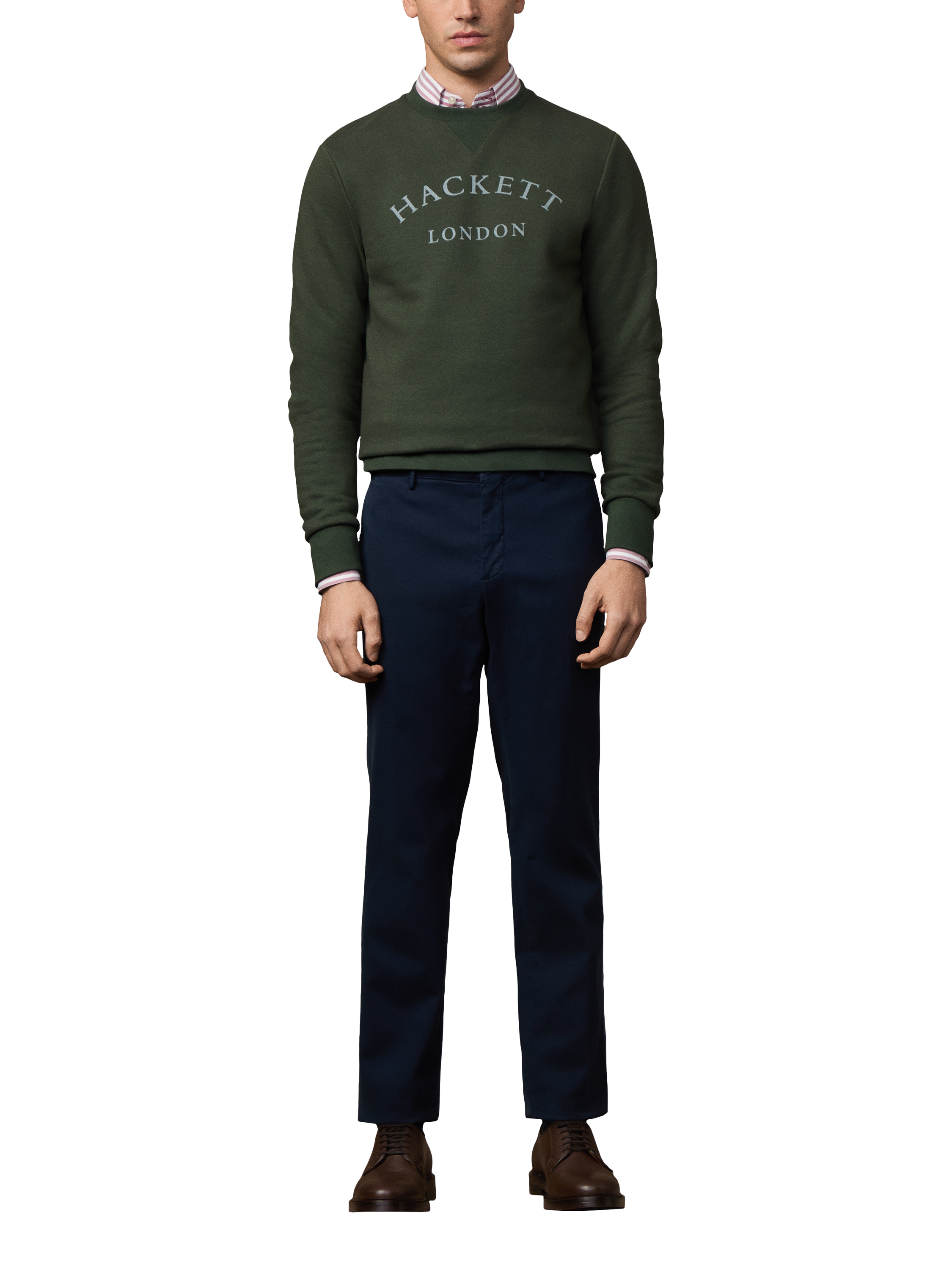Product image 2 of 5, which shows Hackett London Cotton Blend Long Sleeve Crew Neck Sweatshirt, Duck Green, XXL