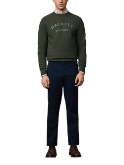 Hackett London Cotton Blend Long Sleeve Crew Neck Sweatshirt - view 2, Duck Green