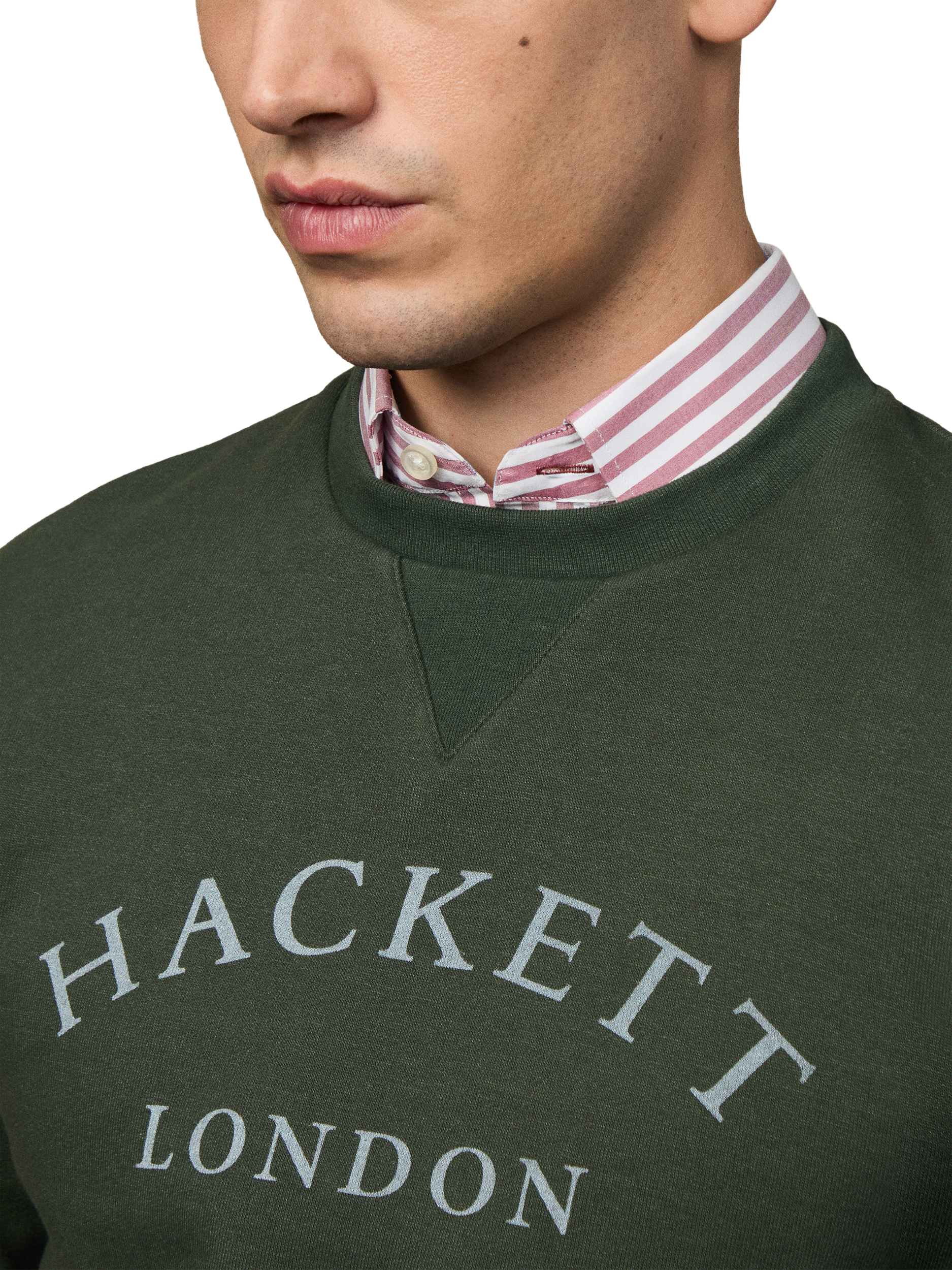 Product image 4 of 5, which shows Hackett London Cotton Blend Long Sleeve Crew Neck Sweatshirt, Duck Green, XXL