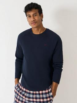 Crew Clothing Cotton Blend Long Sleeve Pyjama Top, Navy Blue, Navy Blue