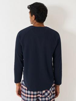 Crew Clothing Cotton Blend Long Sleeve Pyjama Top, Navy Blue - view 2, Navy Blue