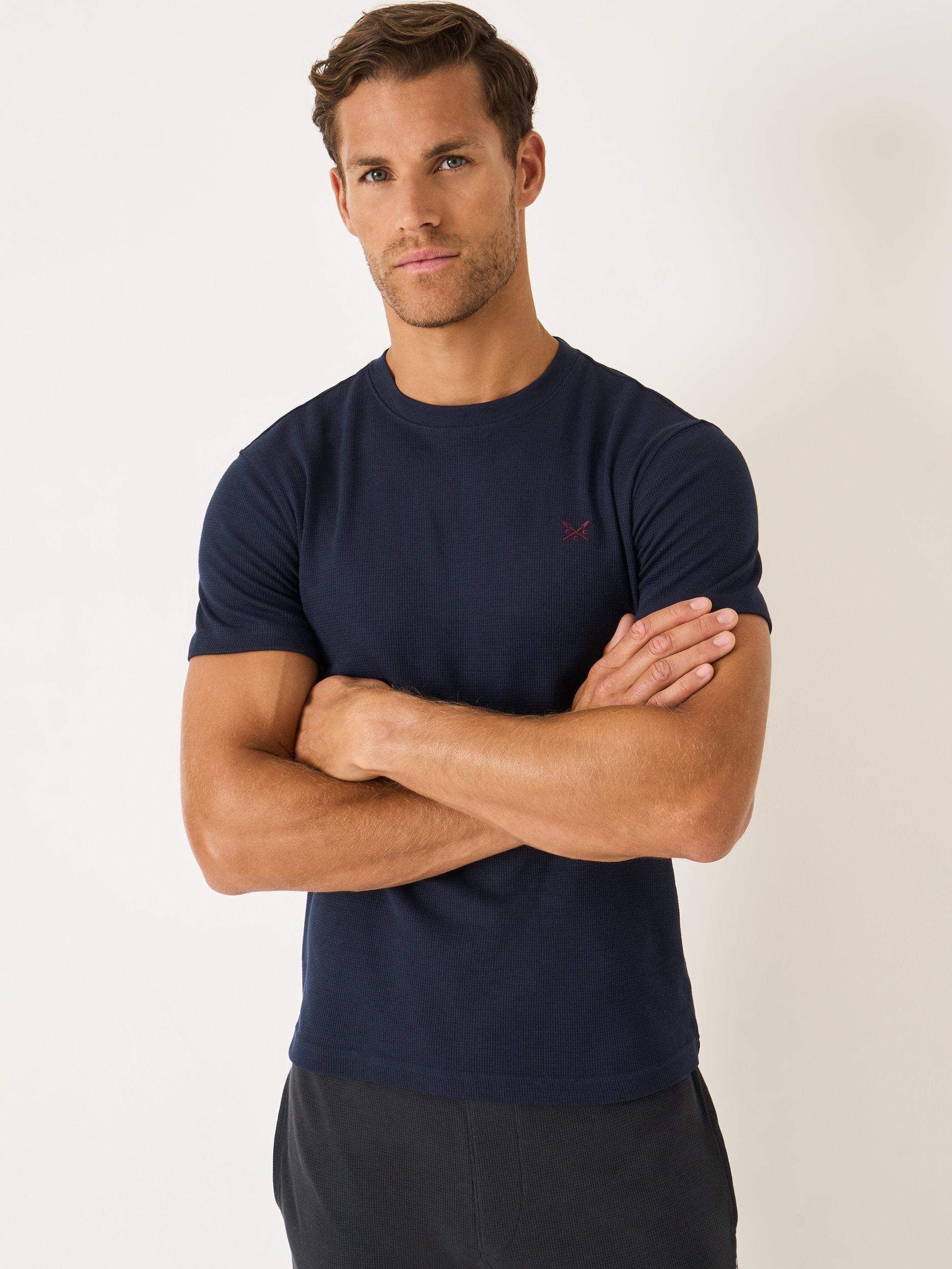 Product image 1 of 5, which shows Crew Clothing Crew Neck Cotton Blend T-Shirt, Navy Blue, L