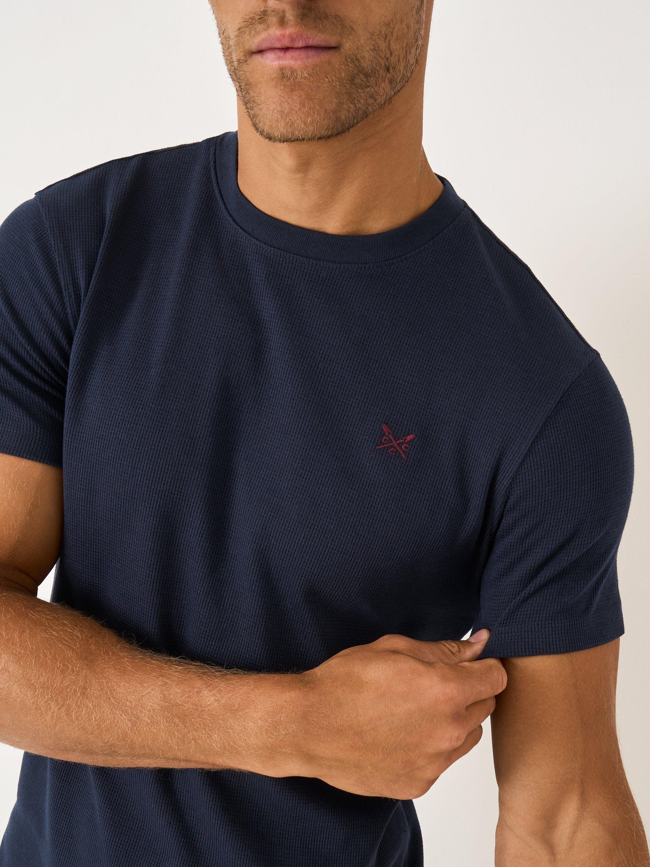 Product image 4 of 5, which shows Crew Clothing Crew Neck Cotton Blend T-Shirt, Navy Blue, L