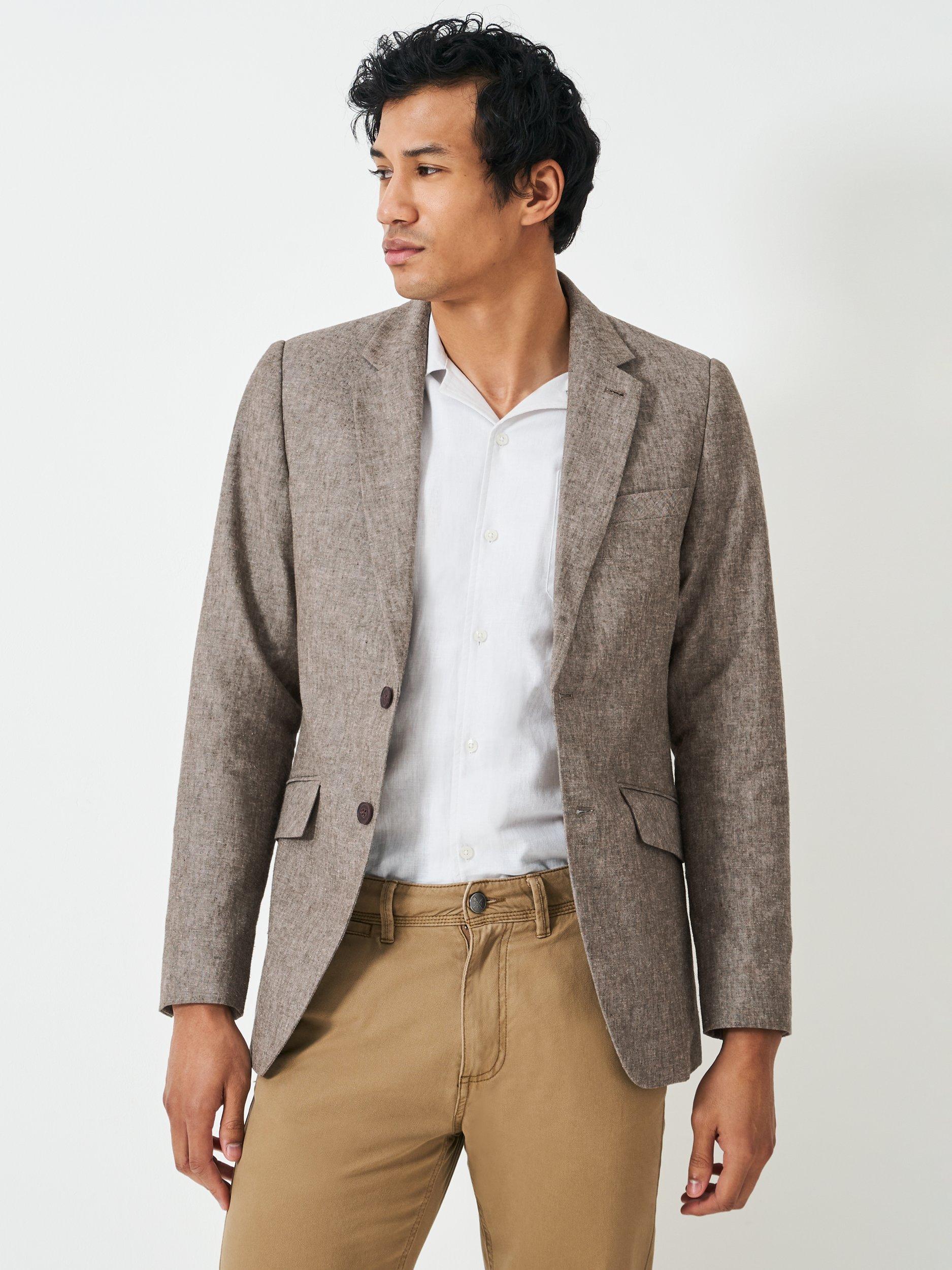 Product image 1 of 5, which shows Crew Clothing Fortescue Linen Blazer, Beige, 36S