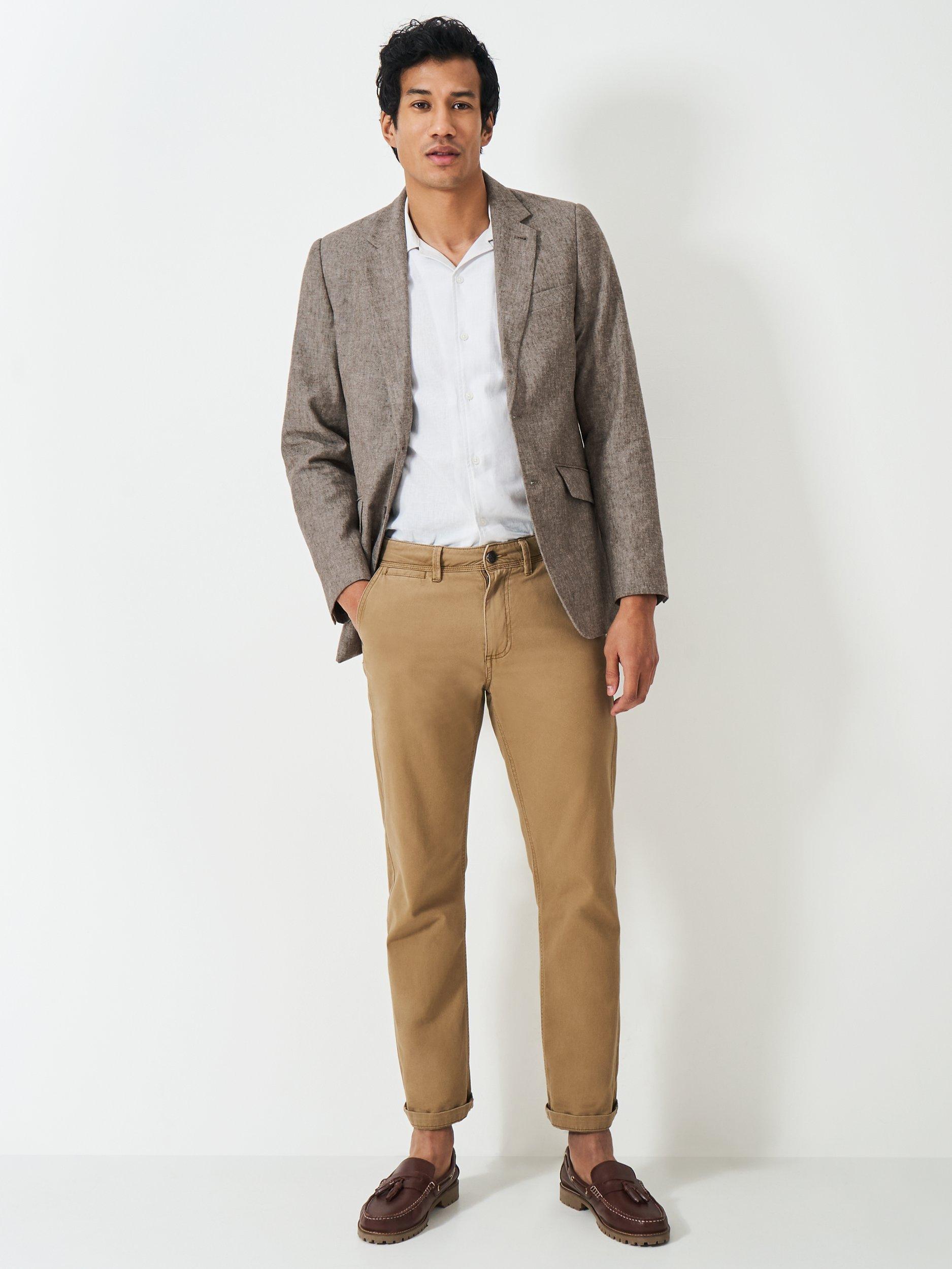 Product image 3 of 5, which shows Crew Clothing Fortescue Linen Blazer, Beige, 36S