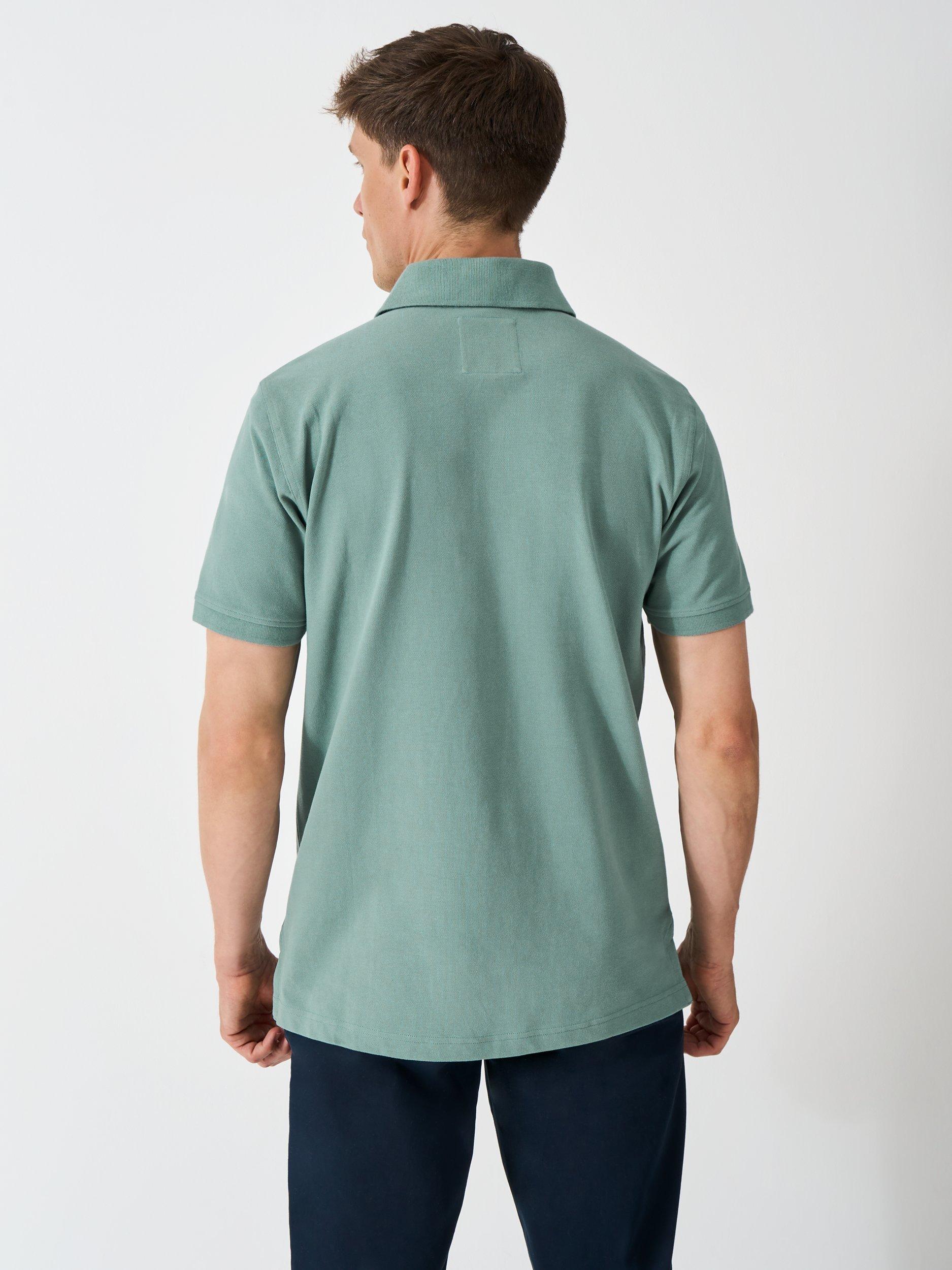 Product image 2 of 6, which shows Crew Clothing Classic Pique Cotton Polo Shirt, Jade Green, XXL