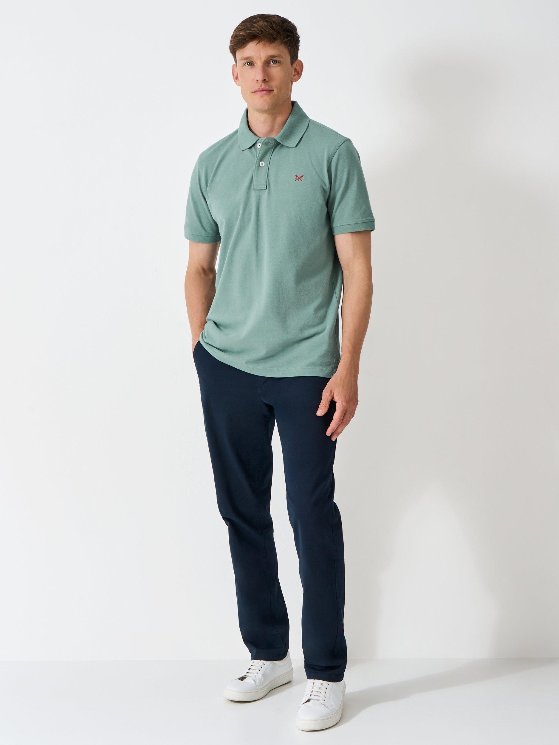 Product image 3 of 6, which shows Crew Clothing Classic Pique Cotton Polo Shirt, Jade Green, XXL