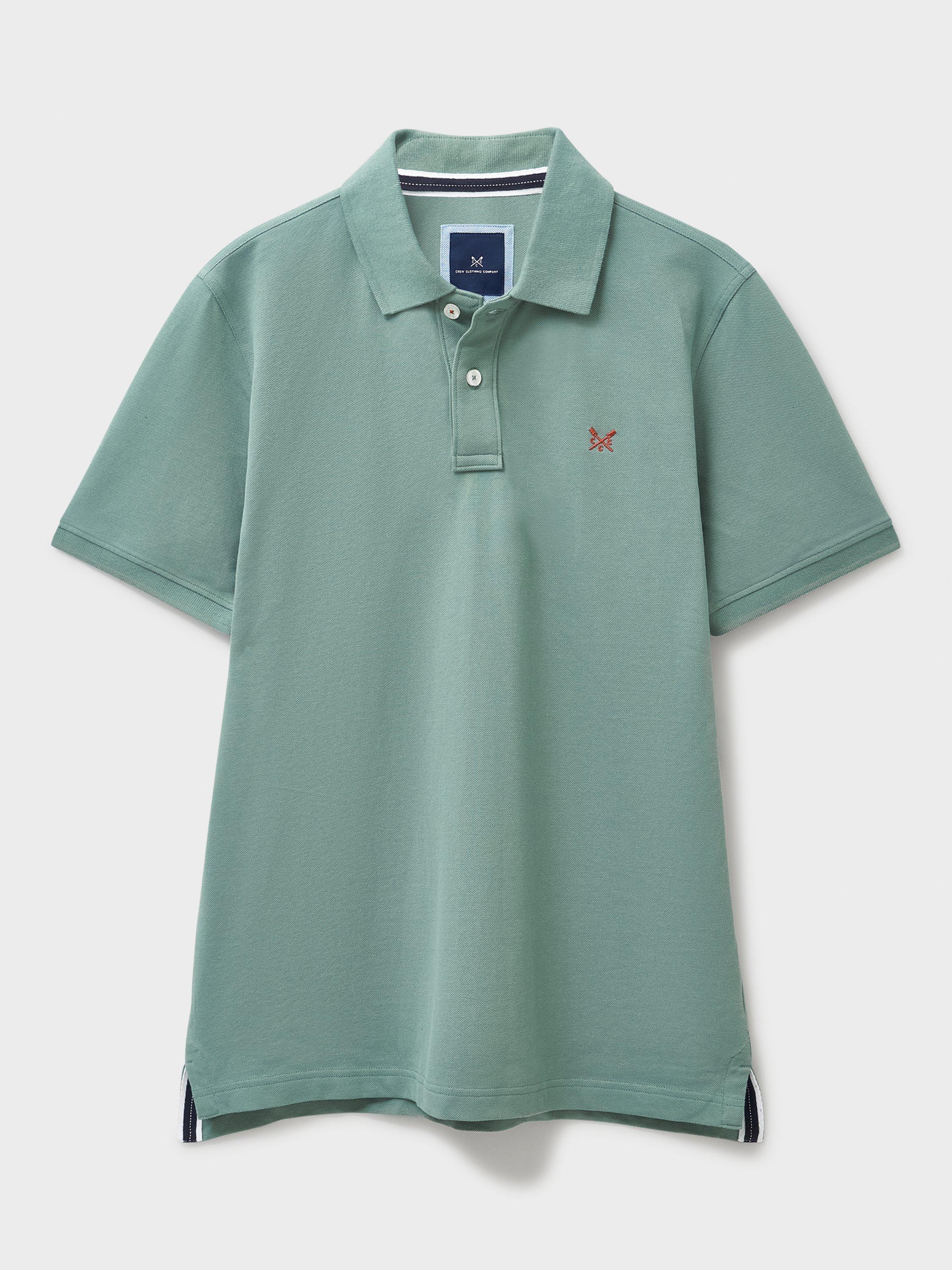 Product image 6 of 6, which shows Crew Clothing Classic Pique Cotton Polo Shirt, Jade Green, XXL