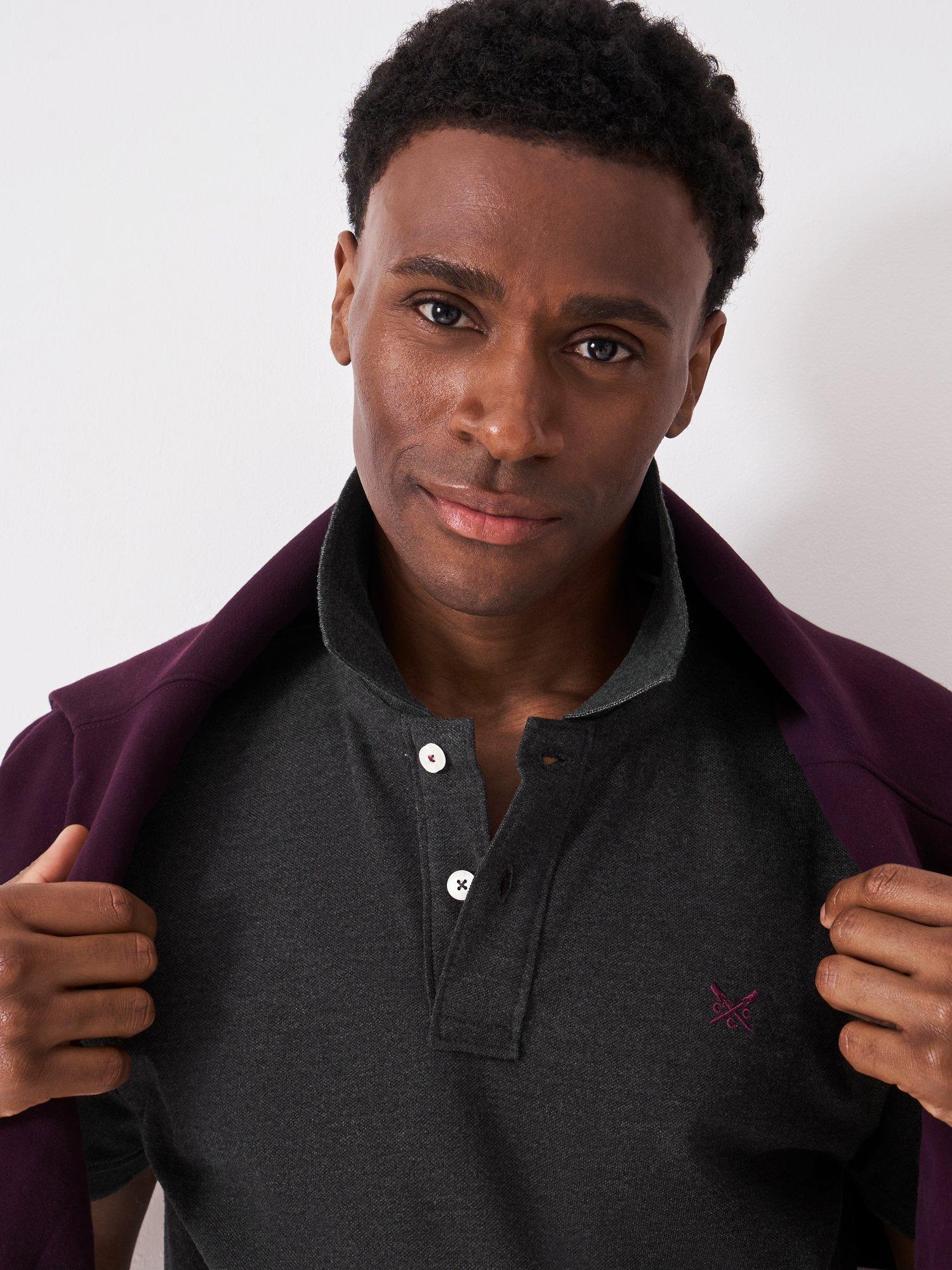 Product image 5 of 6, which shows Crew Clothing Classic Pique Cotton Polo Shirt, Graphite Grey, XS