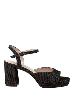 Paradox London Livia Embellished High Block Heeled Sandals, Black Multi, Black Multi