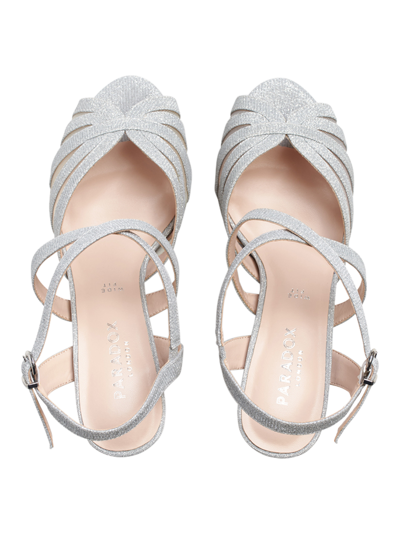 Product image 3 of 6, which shows Paradox London Norma Wide Fit Platform Sandals, Silver, 3W