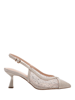 Paradox London Fascinate Wide Fit Mesh Detail Court Shoes, Champagne, Champagne
