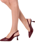 Paradox London Florentine Wide Fit Slingback Flared Heel Court Shoes, Cherry