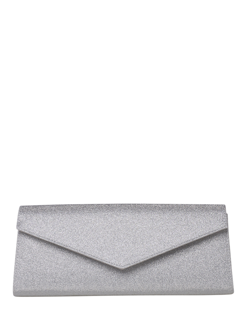Product image 1 of 5, which shows Paradox London Daryna Glitter Envelope Clutch Bag, Silver