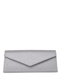 Paradox London Daryna Glitter Envelope Clutch Bag, Silver, Silver