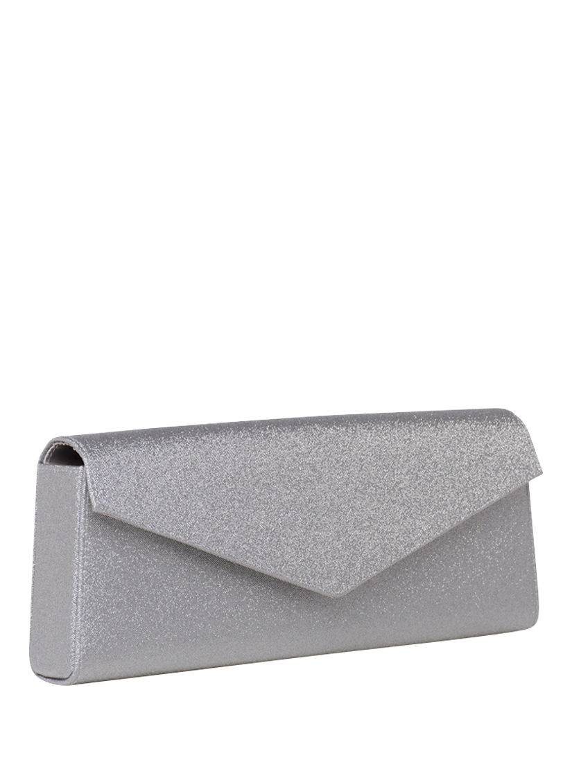 Product image 2 of 5, which shows Paradox London Daryna Glitter Envelope Clutch Bag, Silver