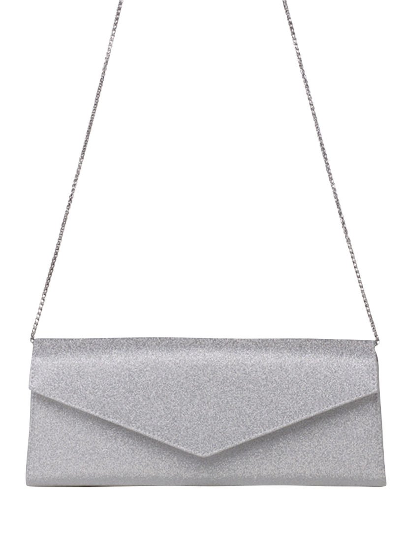 Product image 4 of 5, which shows Paradox London Daryna Glitter Envelope Clutch Bag, Silver