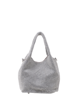 Paradox London Dessie Embellished Clutch Bag, Silver