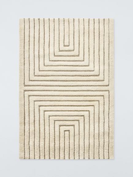 John Lewis Arc Geometric Hand Tufted Pure Wool Rug, Ivory, Ivory