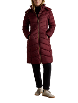 Joules Padded Longline Coat, Red, Red